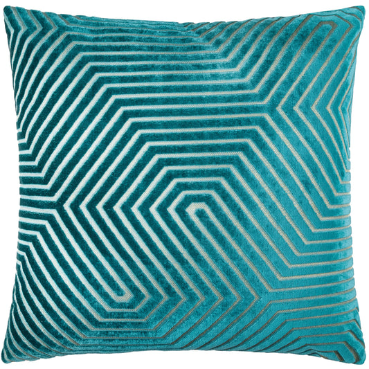 Geometric Velvet Cushion Teal