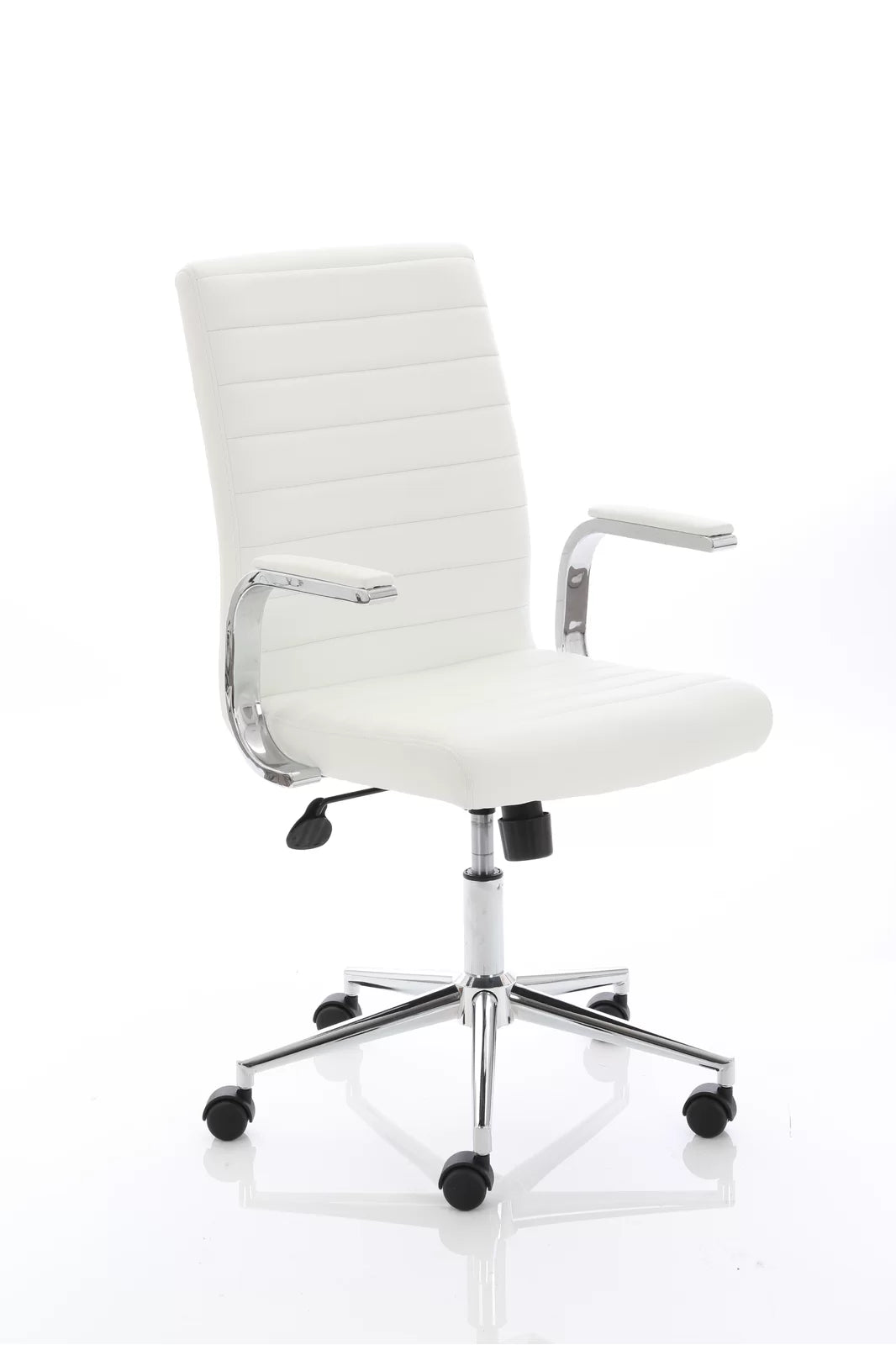 Knowlton Medium Back Leather Executive Office Chair with Arms White None - Industrious Decor