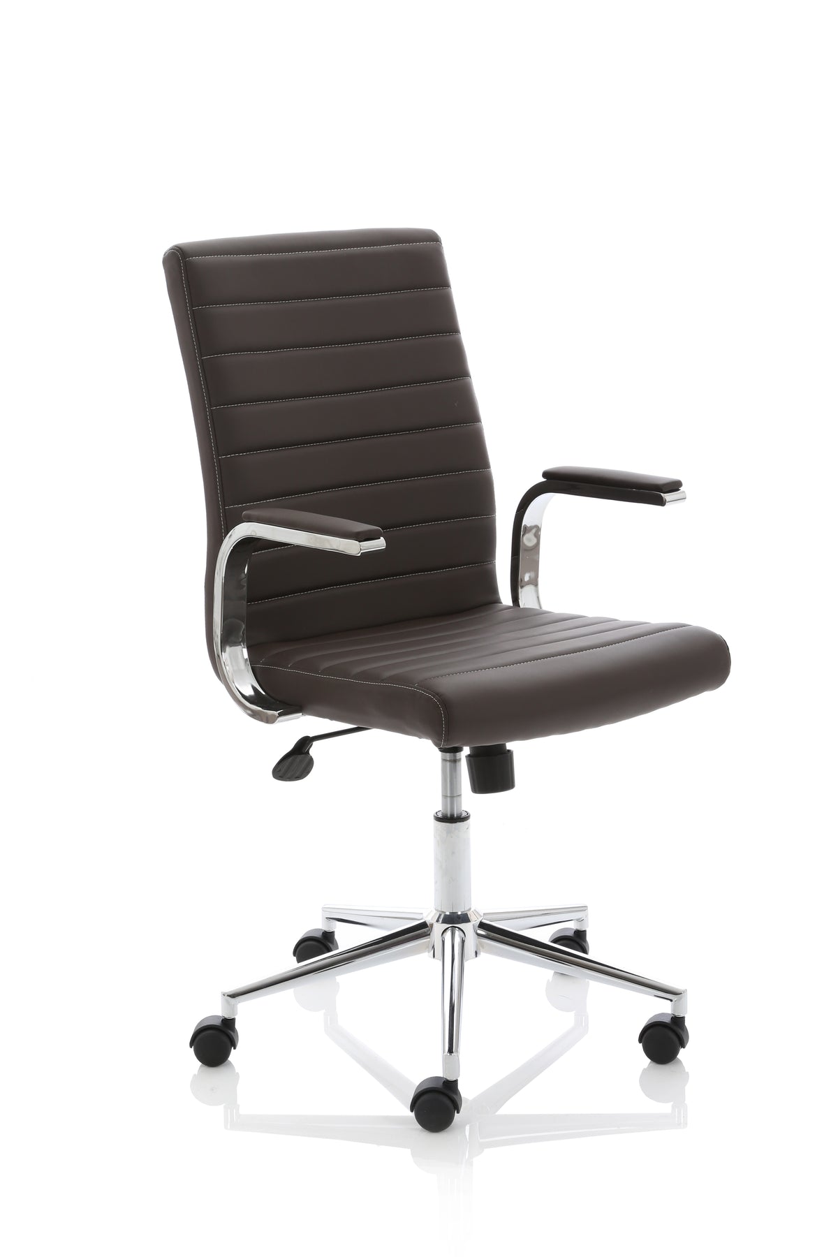 Knowlton Medium Back Leather Executive Office Chair with Arms Brown None - Industrious Decor