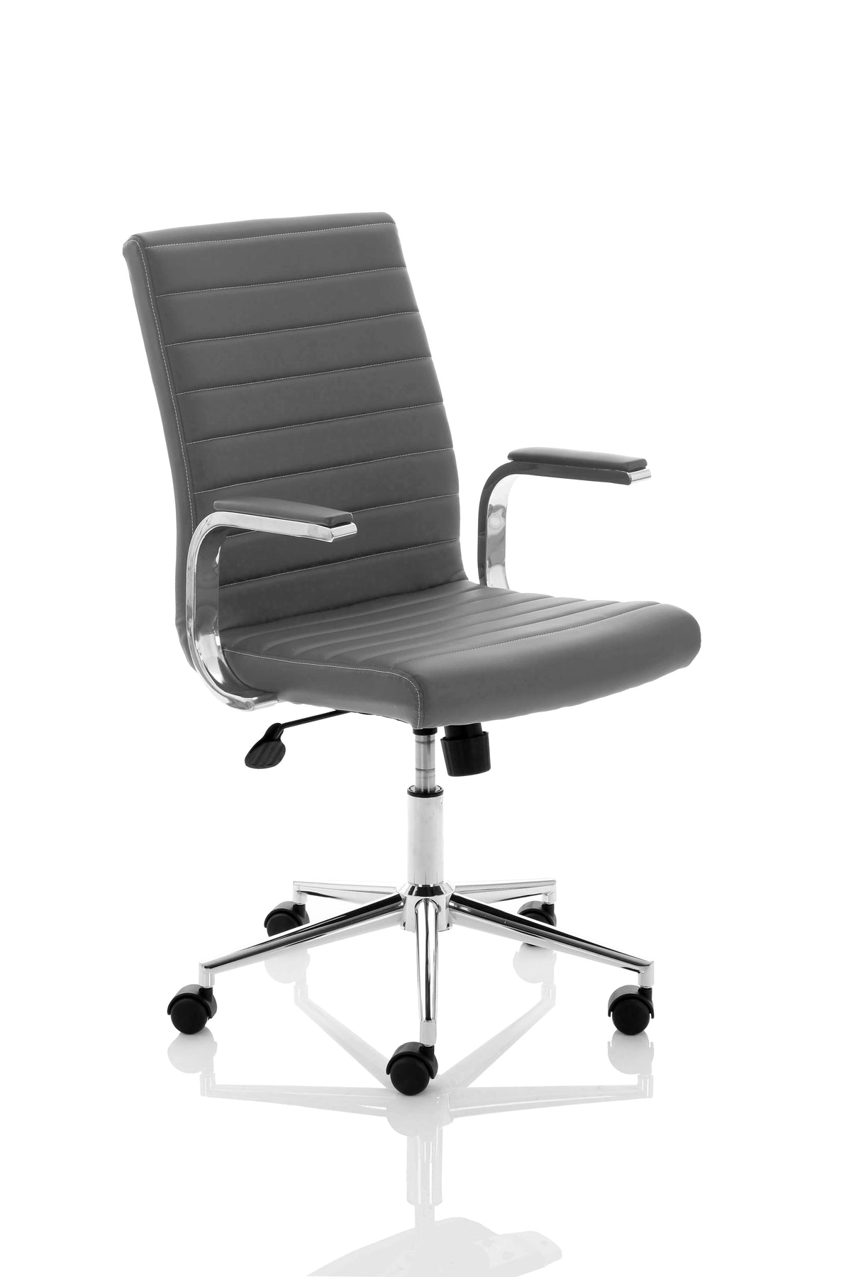 Knowlton Medium Back Leather Executive Office Chair with Arms Grey None - Industrious Decor