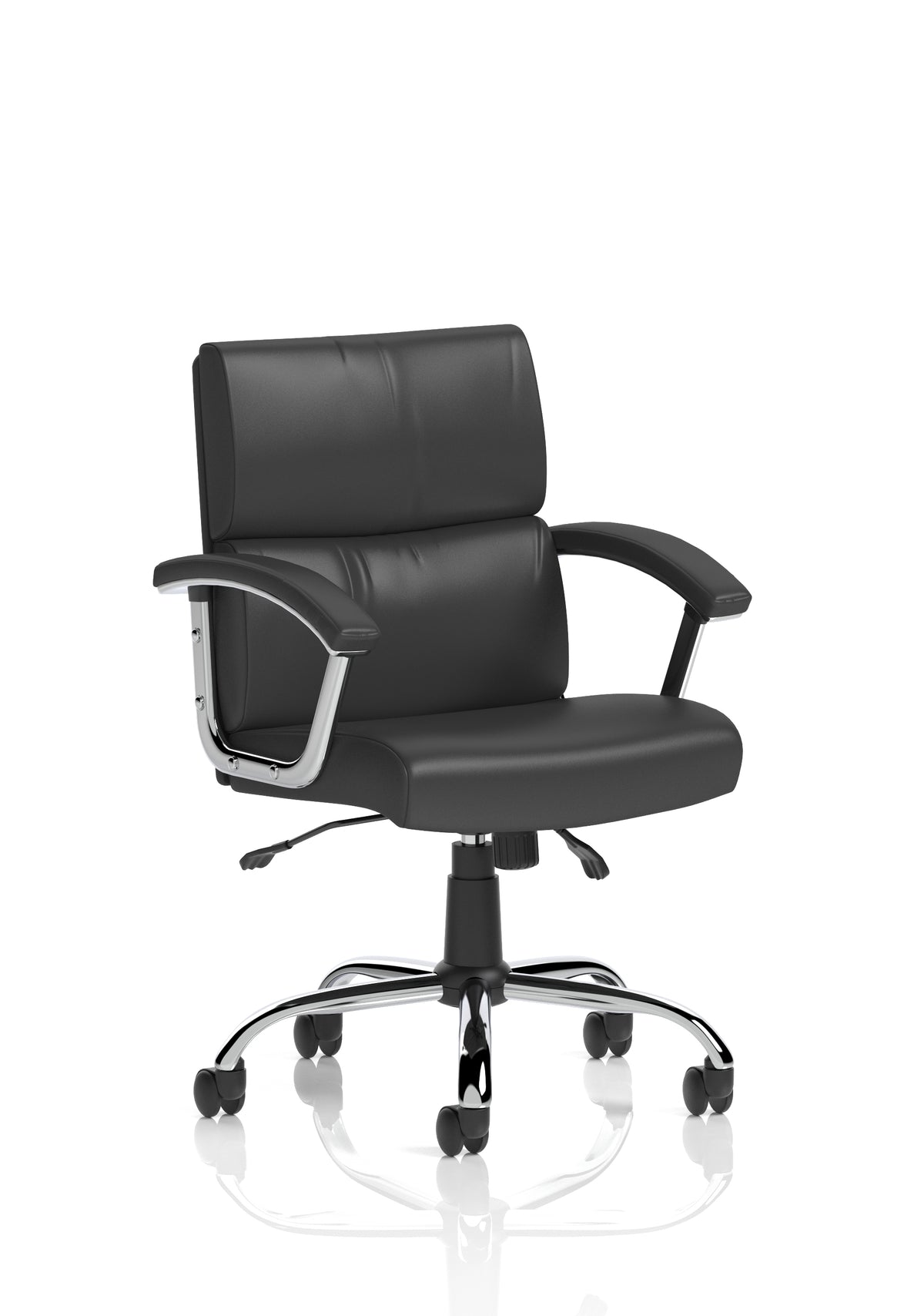 Quenby Medium Back Leather Executive Office Chair with Arms Black - Industrious Decor