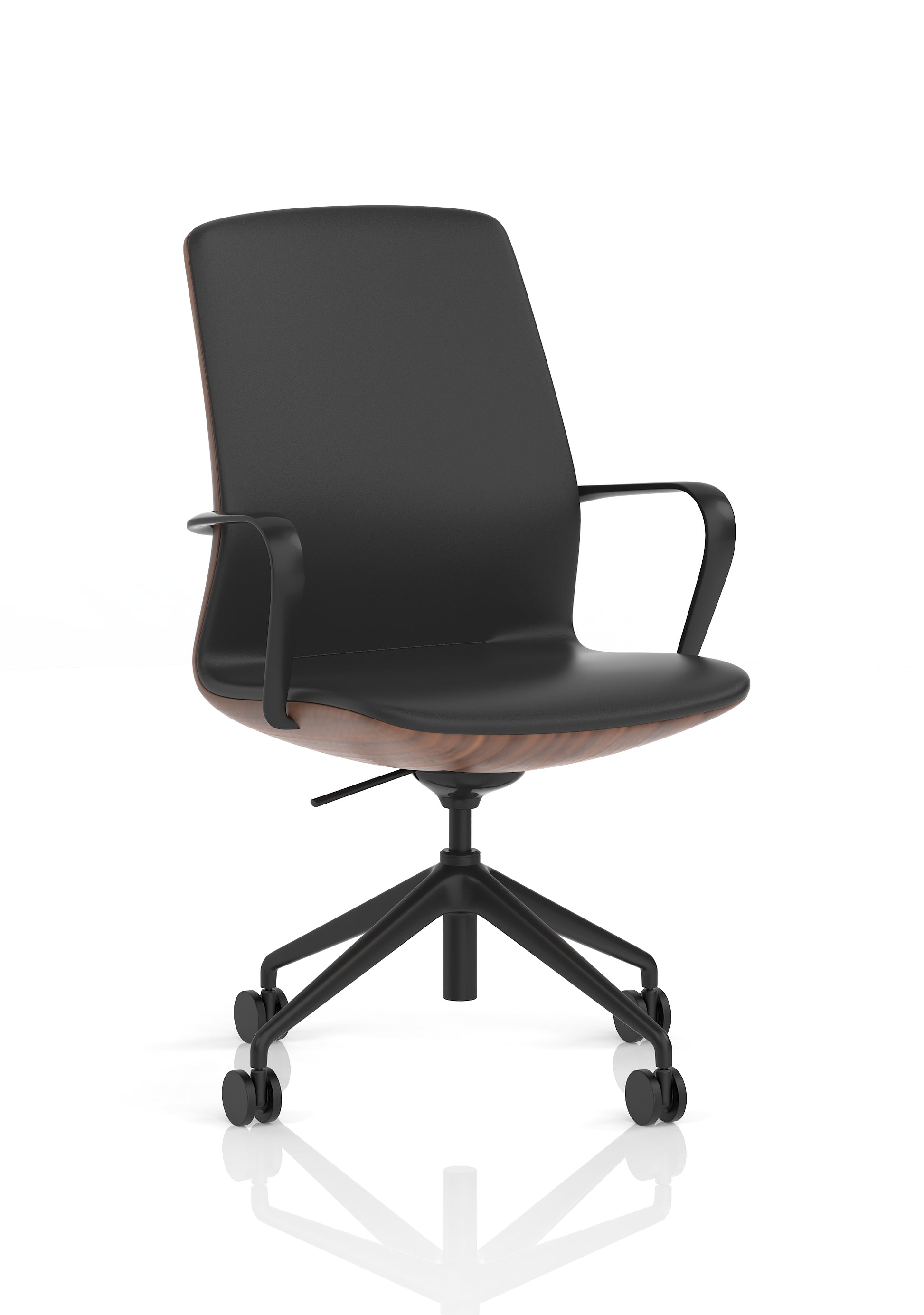 Mara Black PU Executive Office Chair Wood - Industrious Decor
