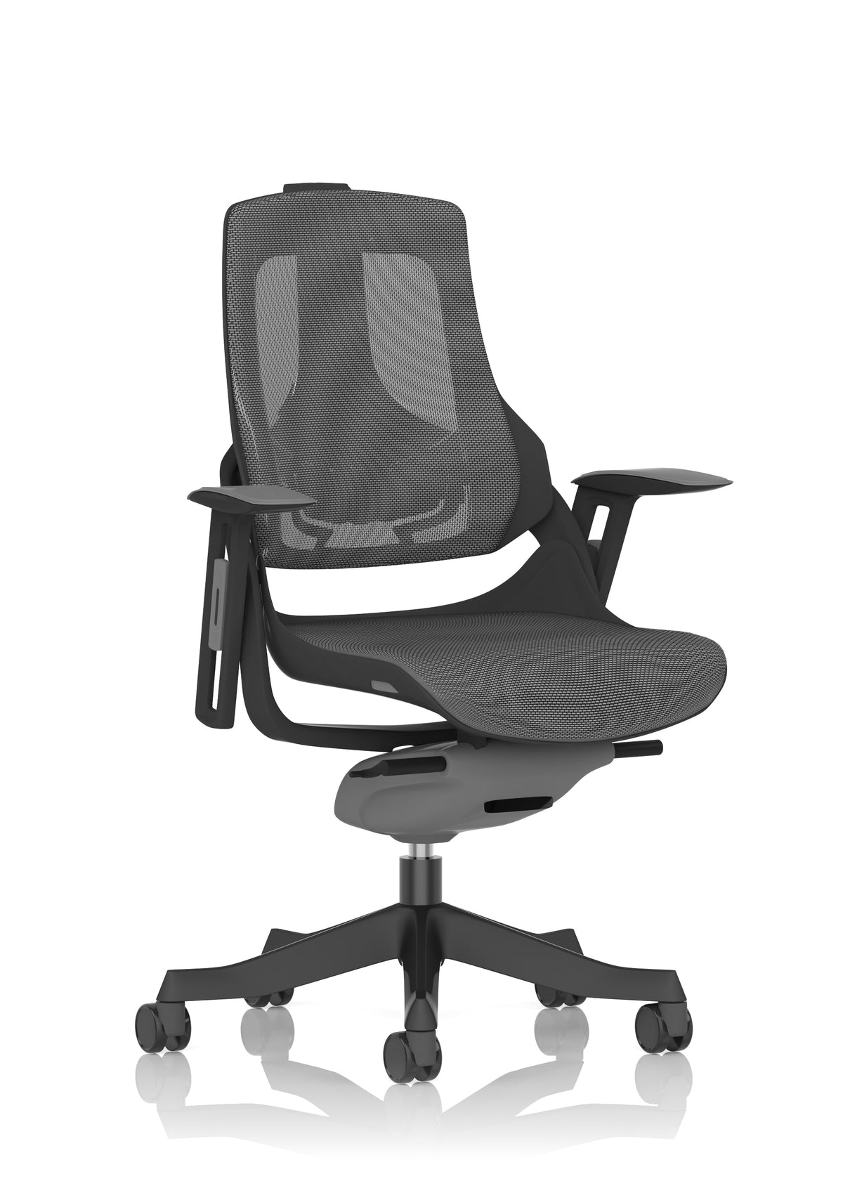 Nettlebed High Back Black Shell Executive Office Chair with Arms Charcoal Mesh Black None - Industrious Decor