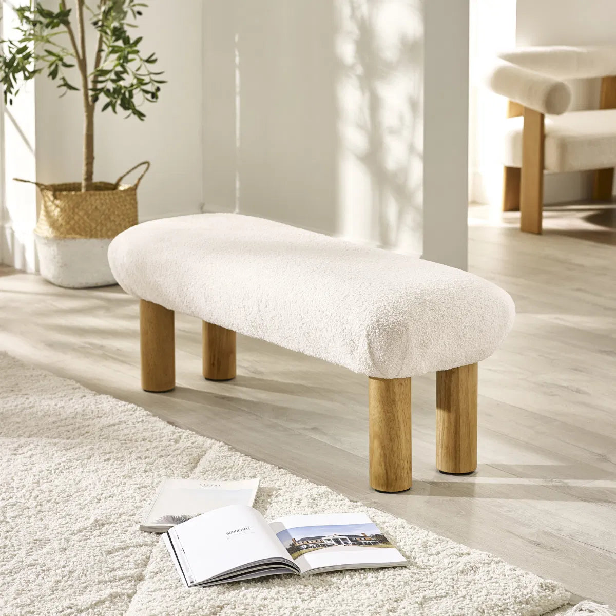 Fresco Boucle Bench - Industrious Decor