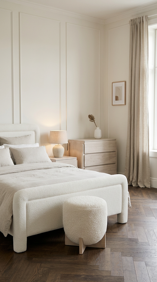 Olsen Stool — Cream Bouclé - Industrious Decor