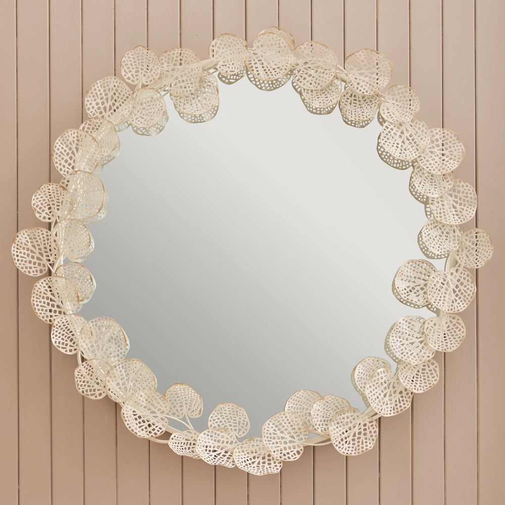 Luna Leaf Round Decorative Wall Mirror