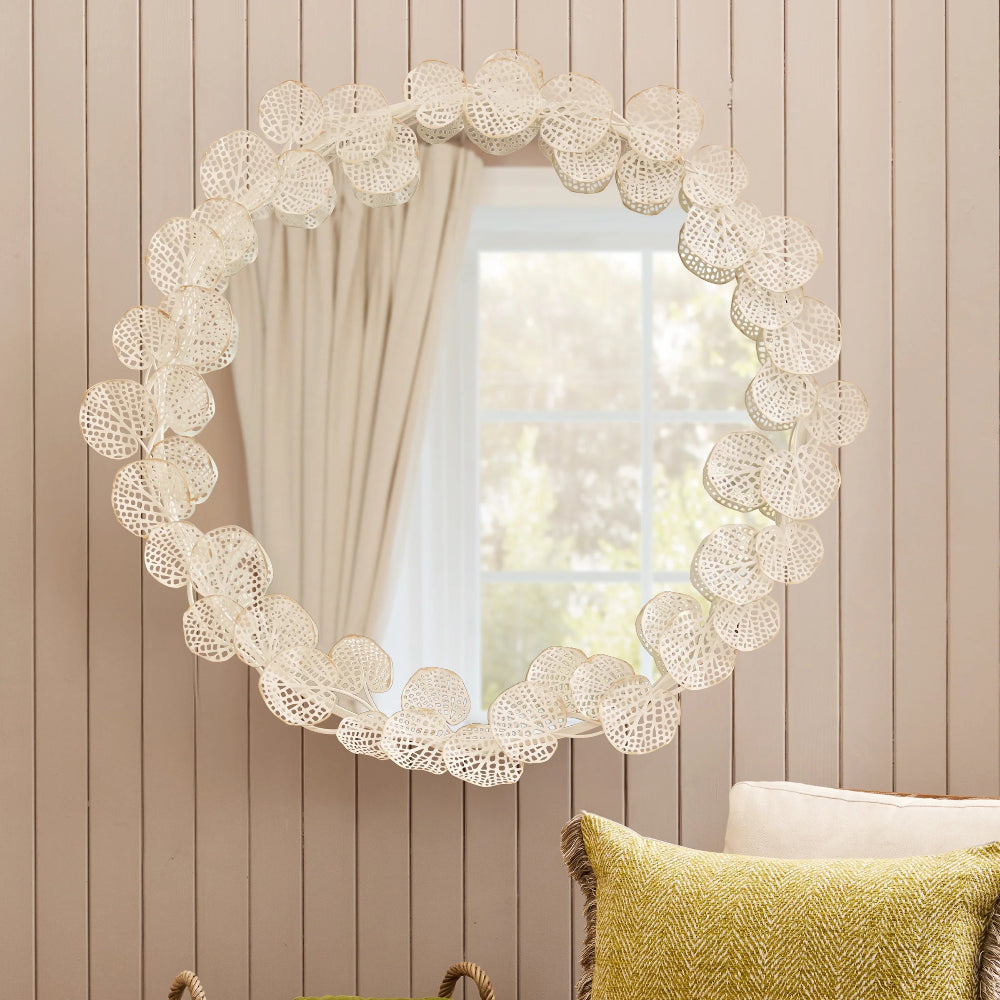 Luna Leaf Round Decorative Wall Mirror