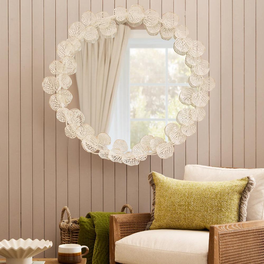 Luna Leaf Round Decorative Wall Mirror