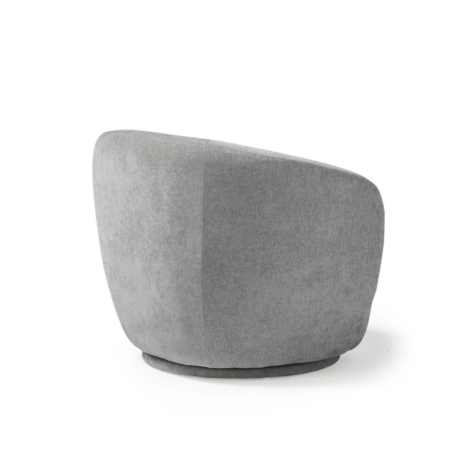 Orbit swivel tub chair in warm grey — rear three-quarter view