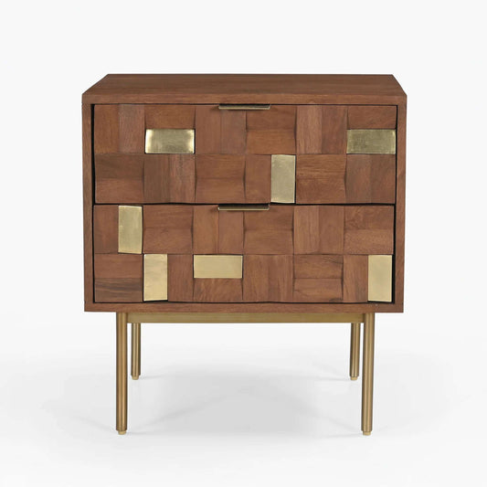 Brass and Wooden Block Bedside