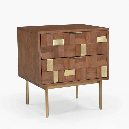 Brass and Wooden Block Bedside
