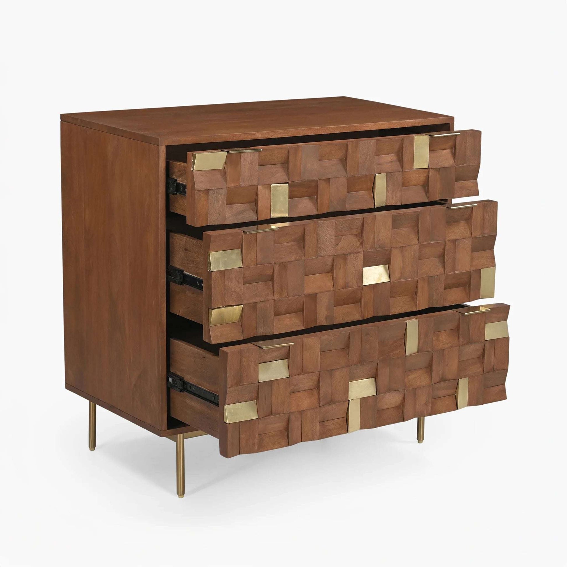 Brass and Wooden Chest of Drawers