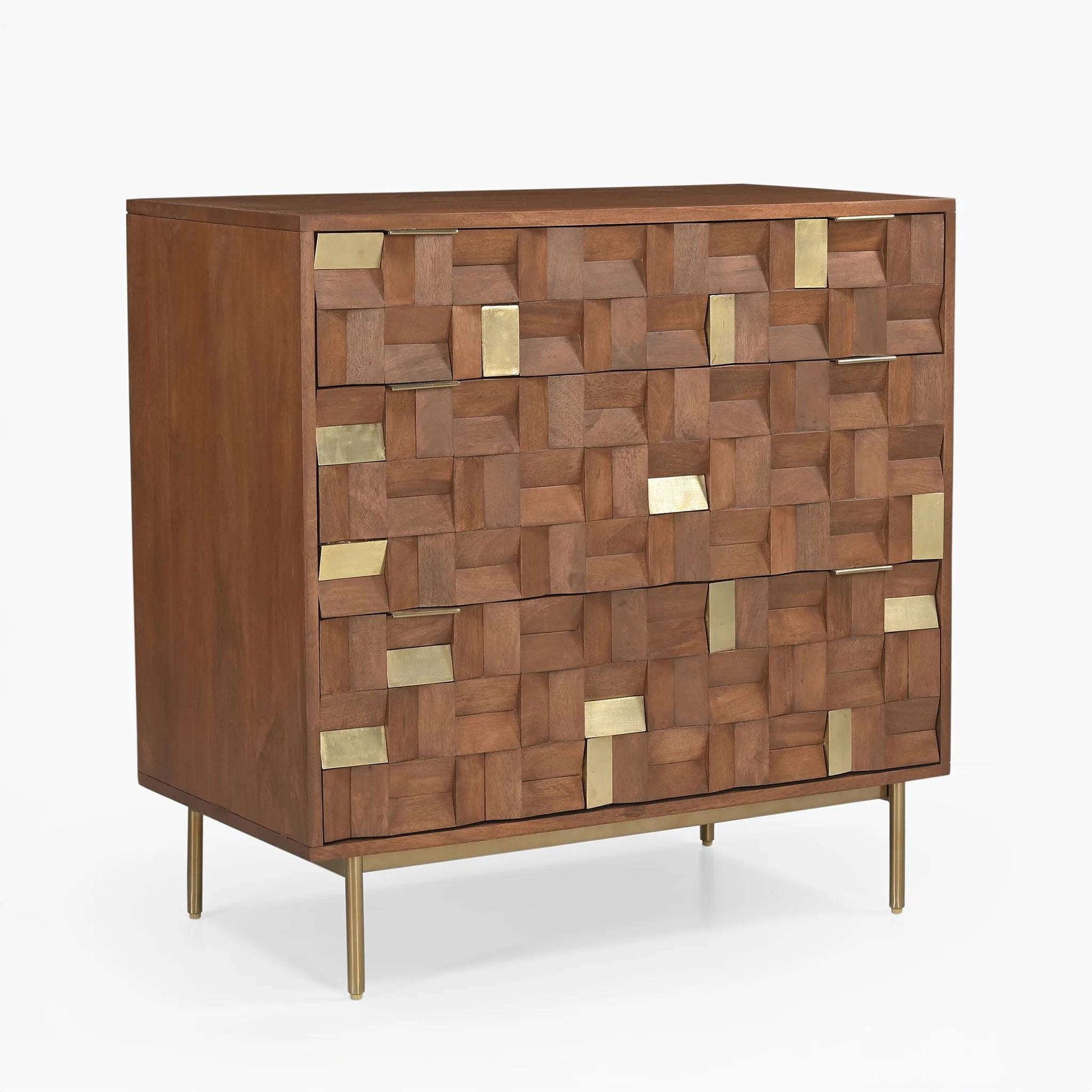 Brass and Wooden Chest of Drawers
