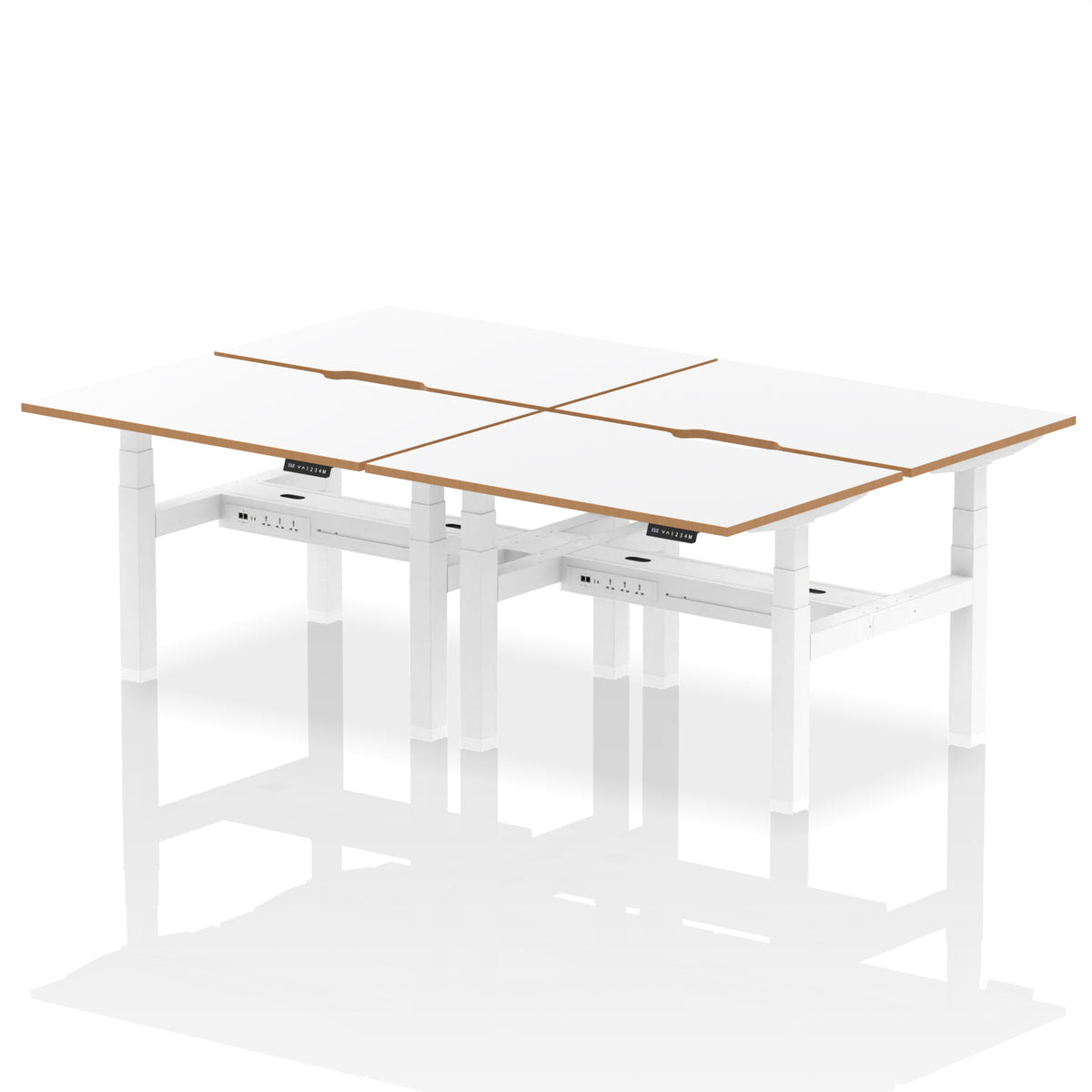 Rowan Back-to-Back Height Adjustable Bench Desk 1200mm 4 Person No Screen - Industrious Decor