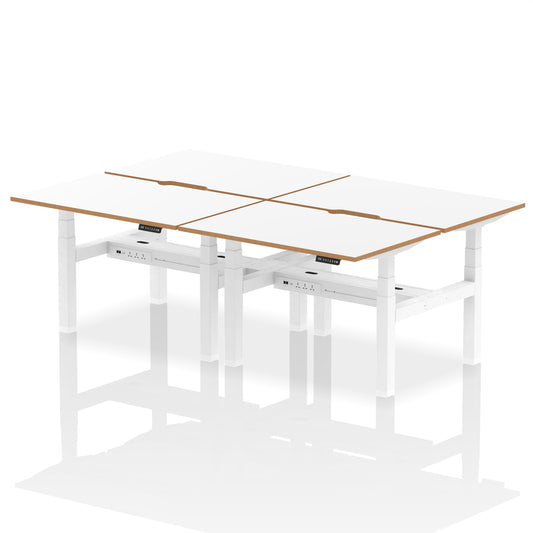 Rowan Back-to-Back Height Adjustable Bench Desk 1200mm 4 Person No Screen - Industrious Decor