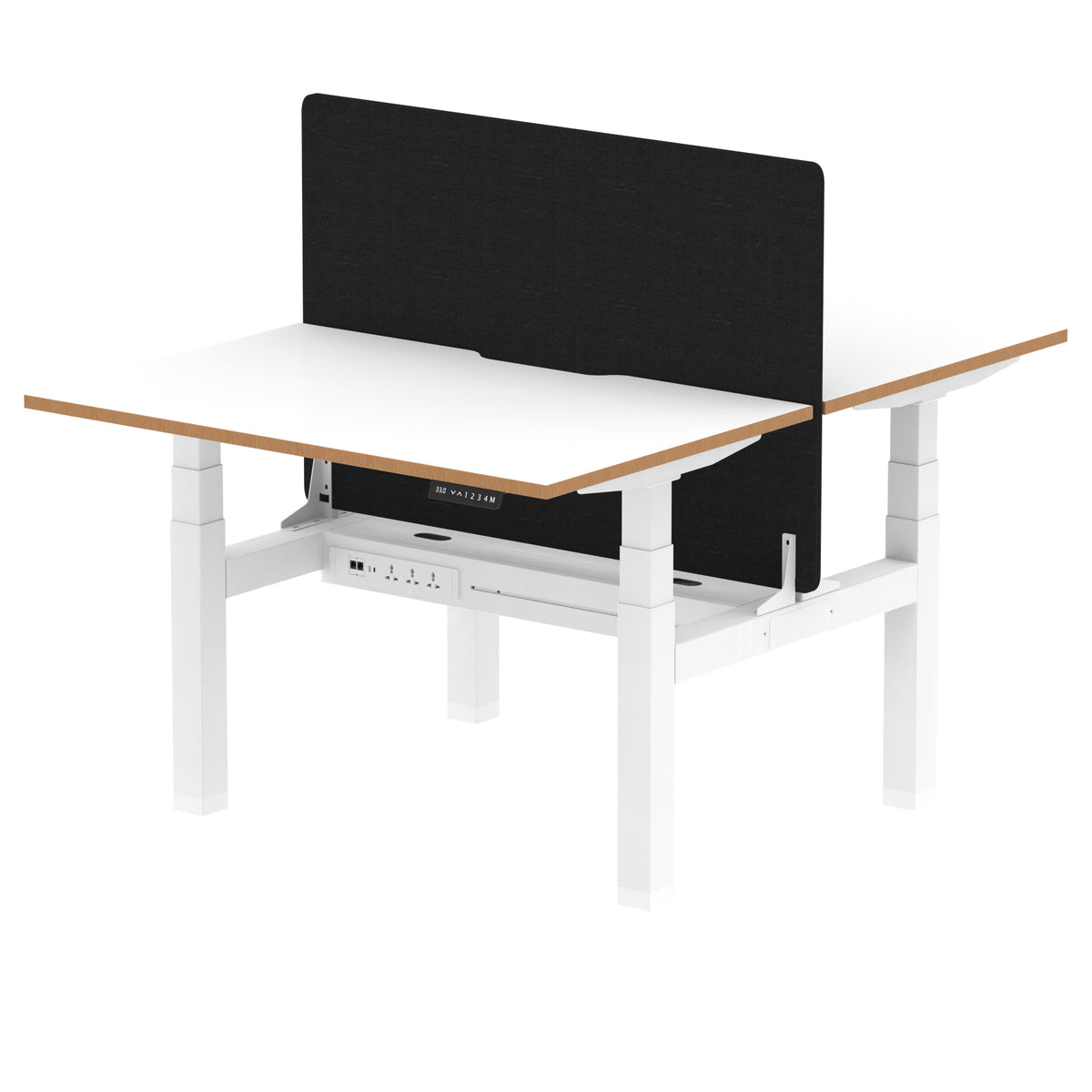 Rowan Back-to-Back Height Adjustable Bench Desk 1200mm 2 Person Black Screen - Industrious Decor