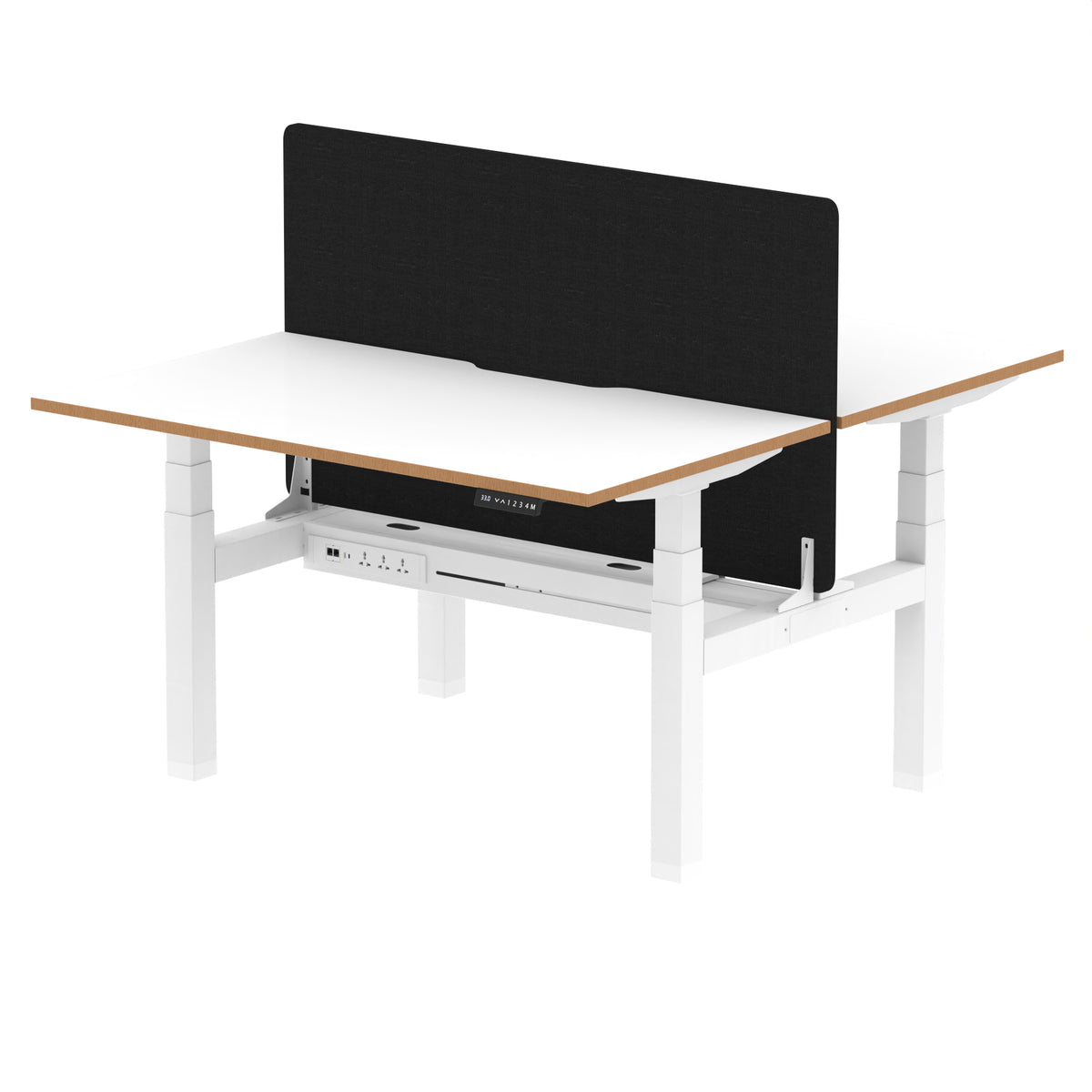 Rowan Back-to-Back Height Adjustable Bench Desk 1400mm 2 Person Black Screen - Industrious Decor