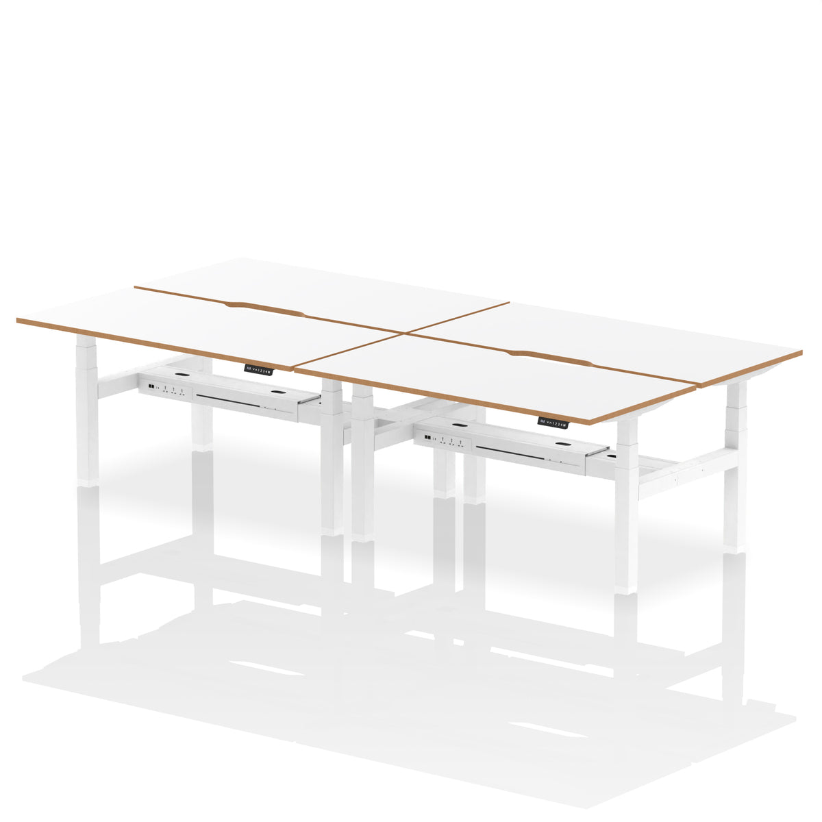 Rowan Back-to-Back Height Adjustable Bench Desk 1600mm 4 Person No Screen - Industrious Decor