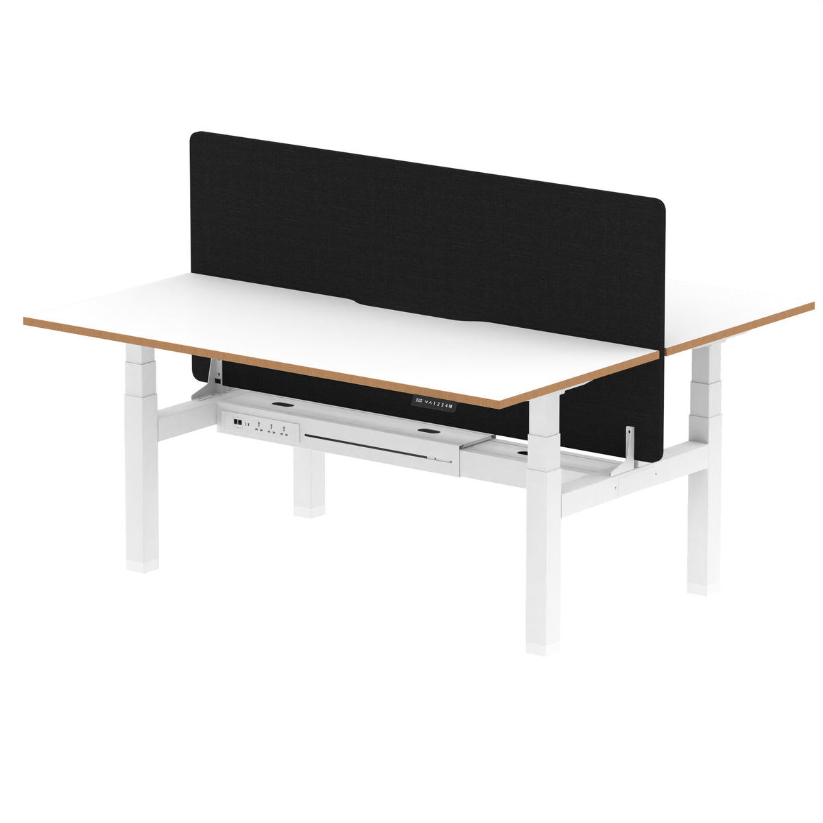 Rowan Back-to-Back Height Adjustable Bench Desk 1600mm 2 Person Black Screen - Industrious Decor
