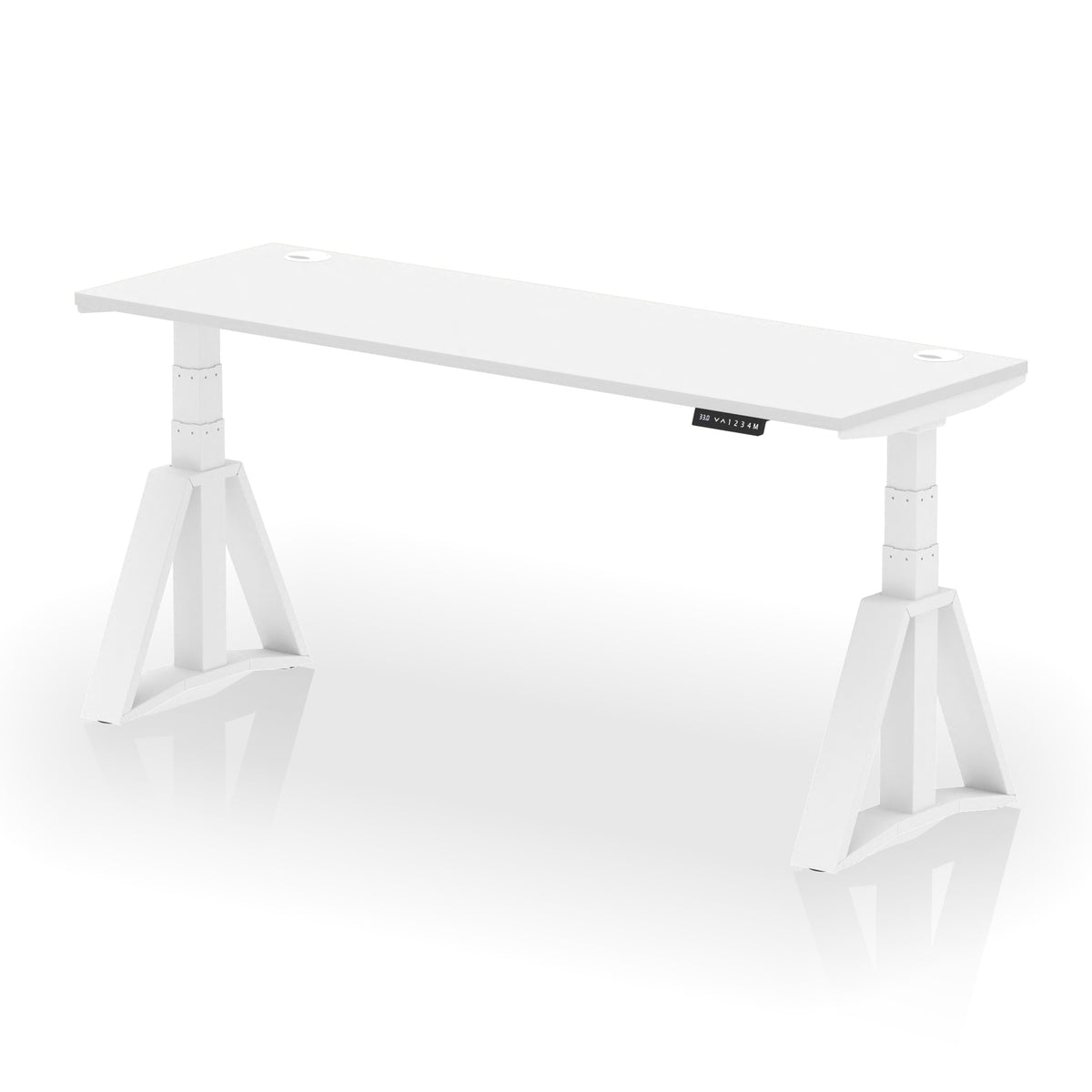 Air Piste Slimline Height Adjustable Desk with Cable Ports 1800 White White - Industrious Decor