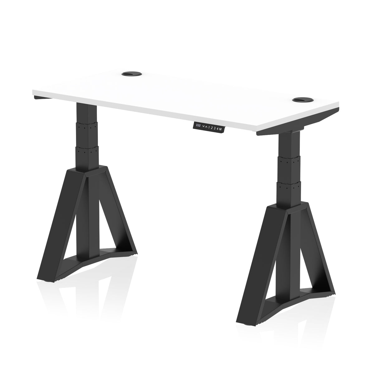 Air Piste Slimline Height Adjustable Desk with Cable Ports 1200 White Black - Industrious Decor