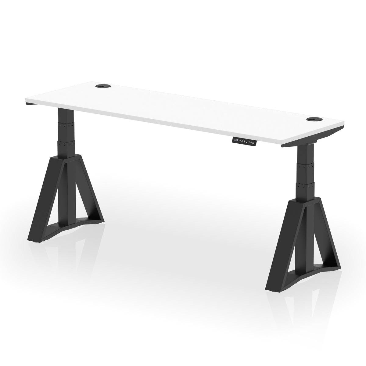 Air Piste Slimline Height Adjustable Desk with Cable Ports 1800 White Black - Industrious Decor
