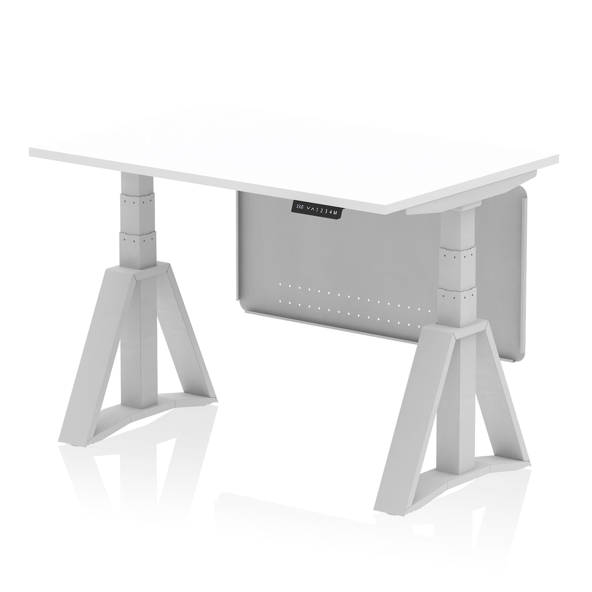 Air Height-Adjustable Desk with Steel Modesty Panel 1200 White Silver - Industrious Decor