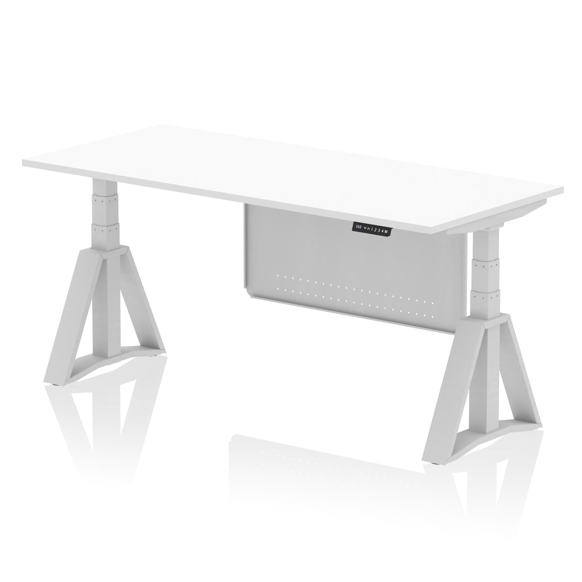 Air Height-Adjustable Desk with Steel Modesty Panel 1800 White Silver - Industrious Decor