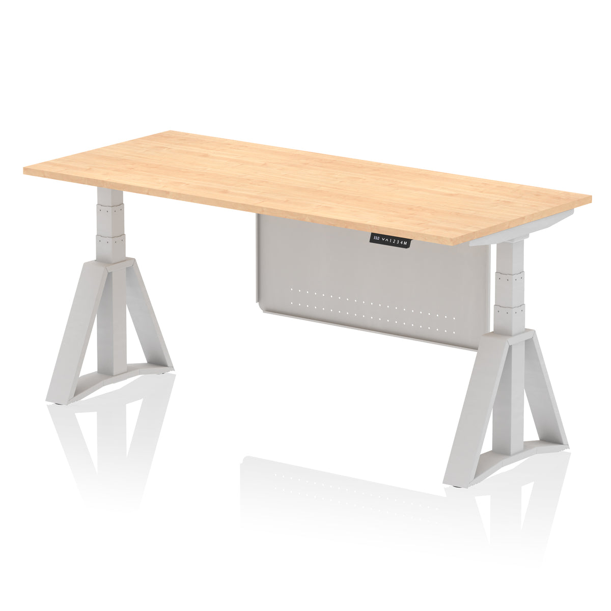 Air Height-Adjustable Desk with Steel Modesty Panel 1800 Maple Silver - Industrious Decor