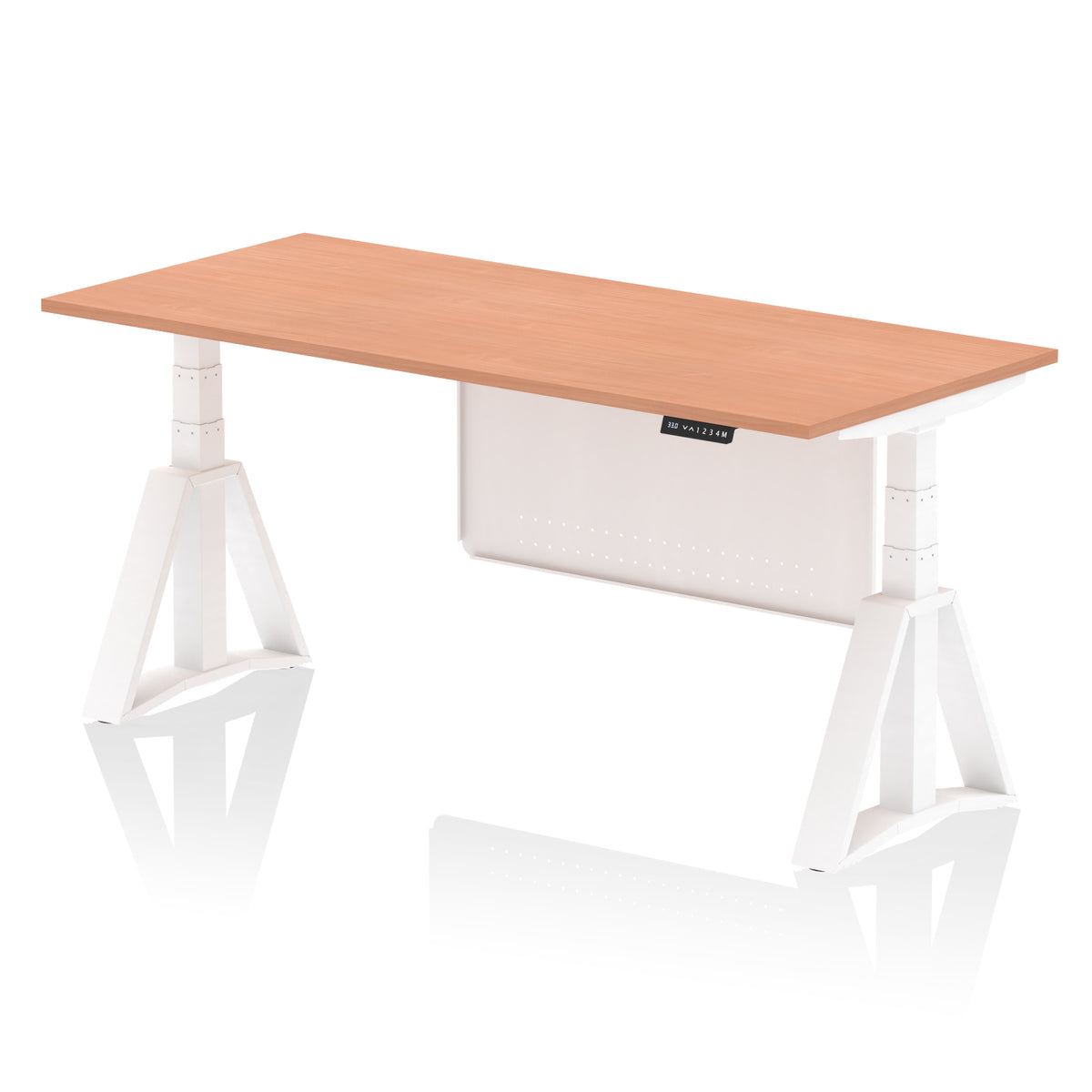 Air Height-Adjustable Desk with Steel Modesty Panel 1800 Beech White - Industrious Decor