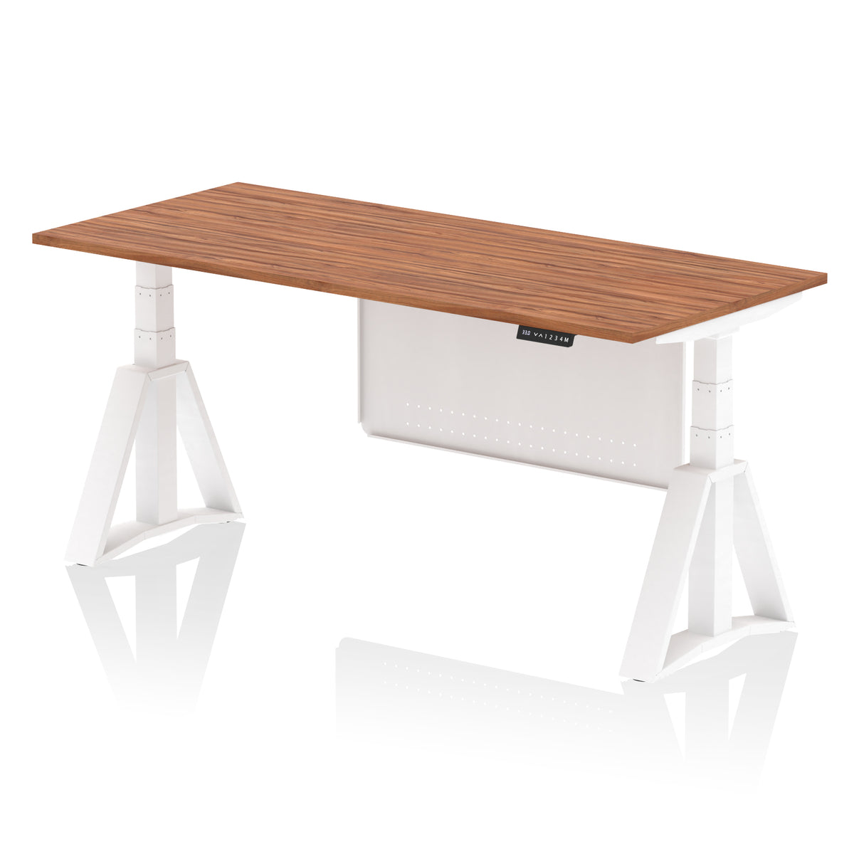 Air Height-Adjustable Desk with Steel Modesty Panel 1800 Walnut White - Industrious Decor