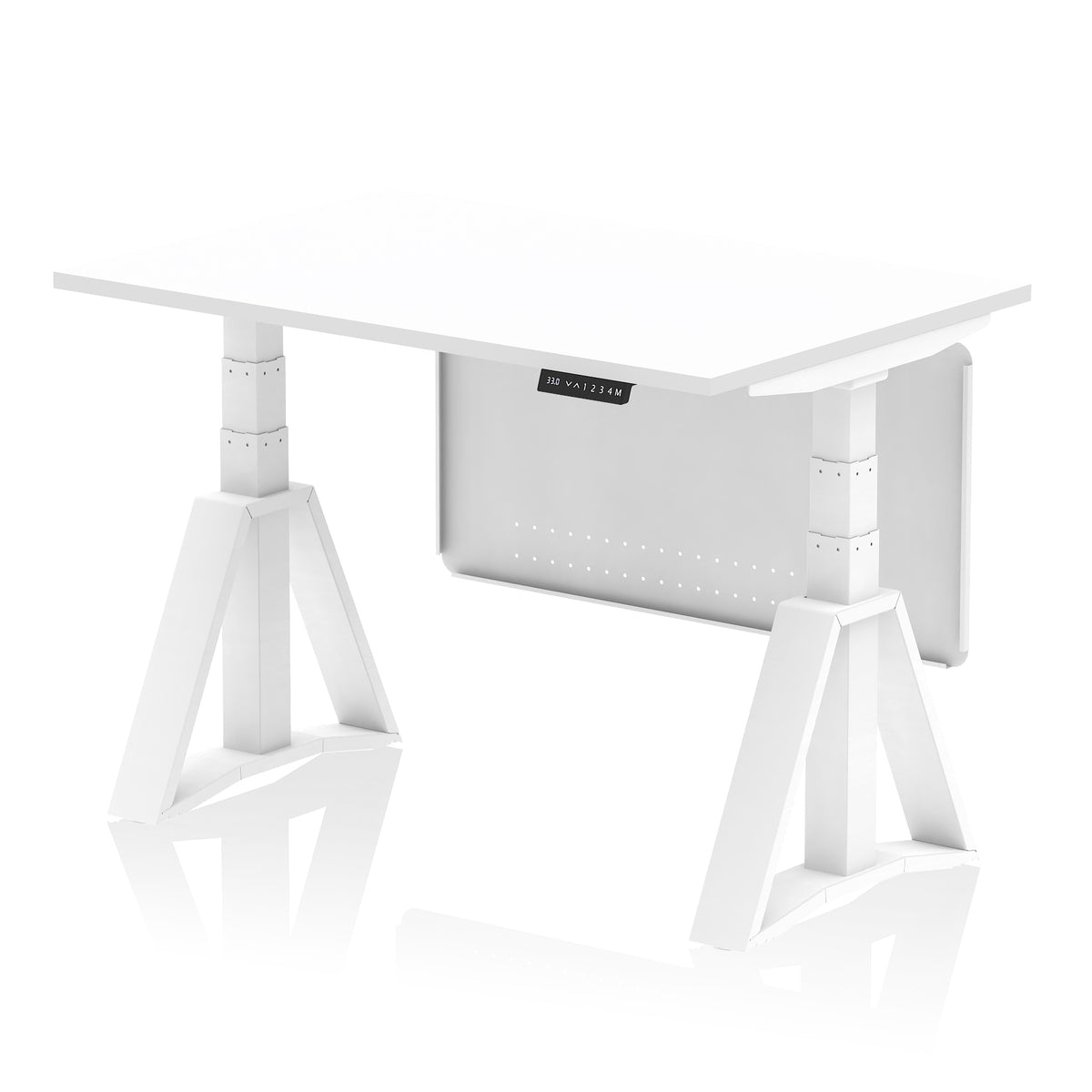 Air Height-Adjustable Desk with Steel Modesty Panel 1200 White White - Industrious Decor