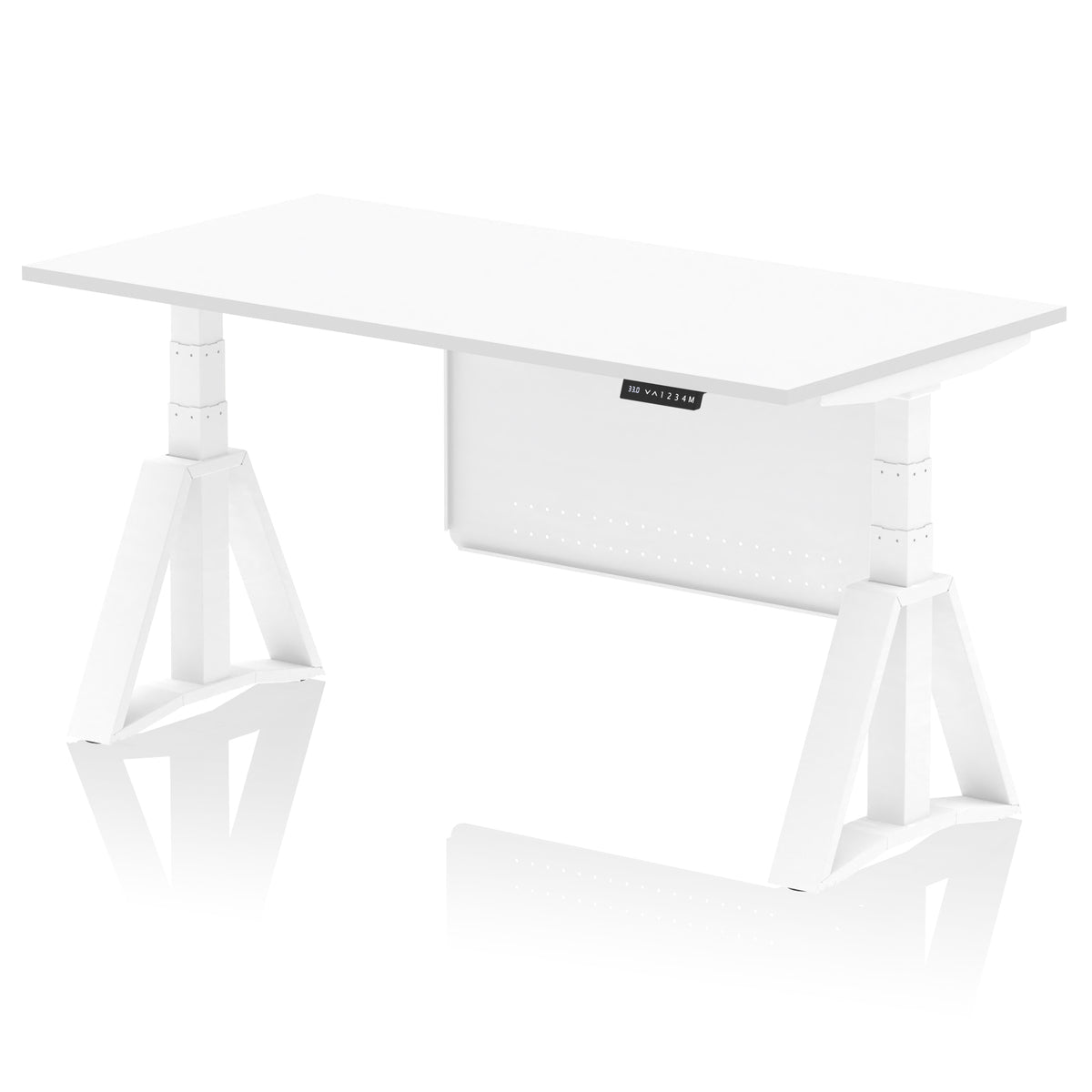 Air Height-Adjustable Desk with Steel Modesty Panel 1600 White White - Industrious Decor
