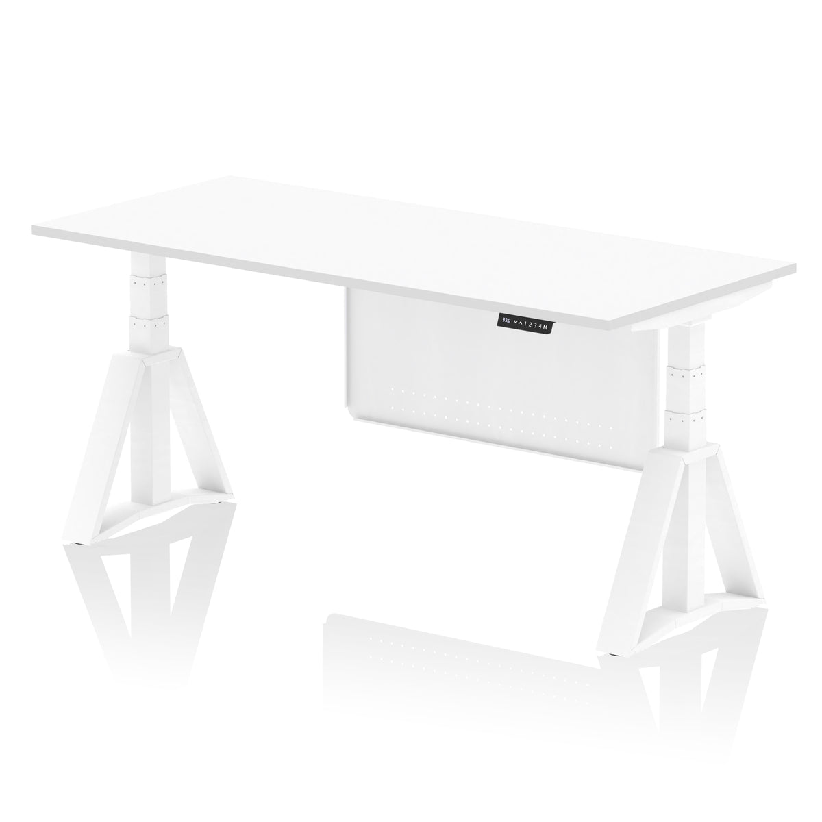 Air Height-Adjustable Desk with Steel Modesty Panel 1800 White White - Industrious Decor