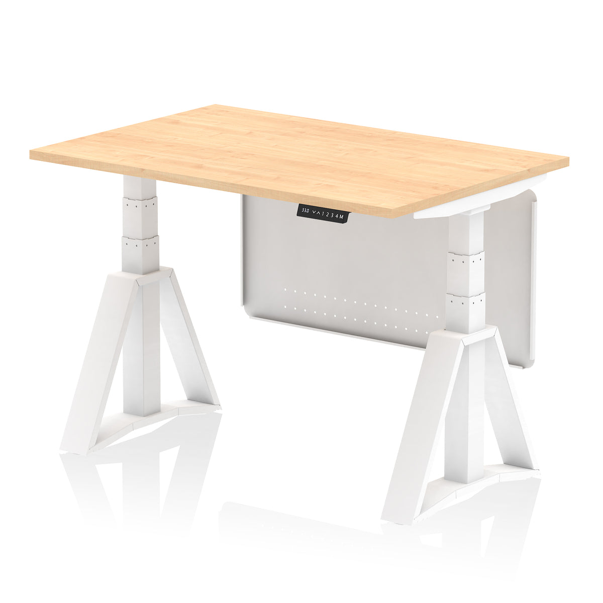 Air Height-Adjustable Desk with Steel Modesty Panel 1200 Maple White - Industrious Decor