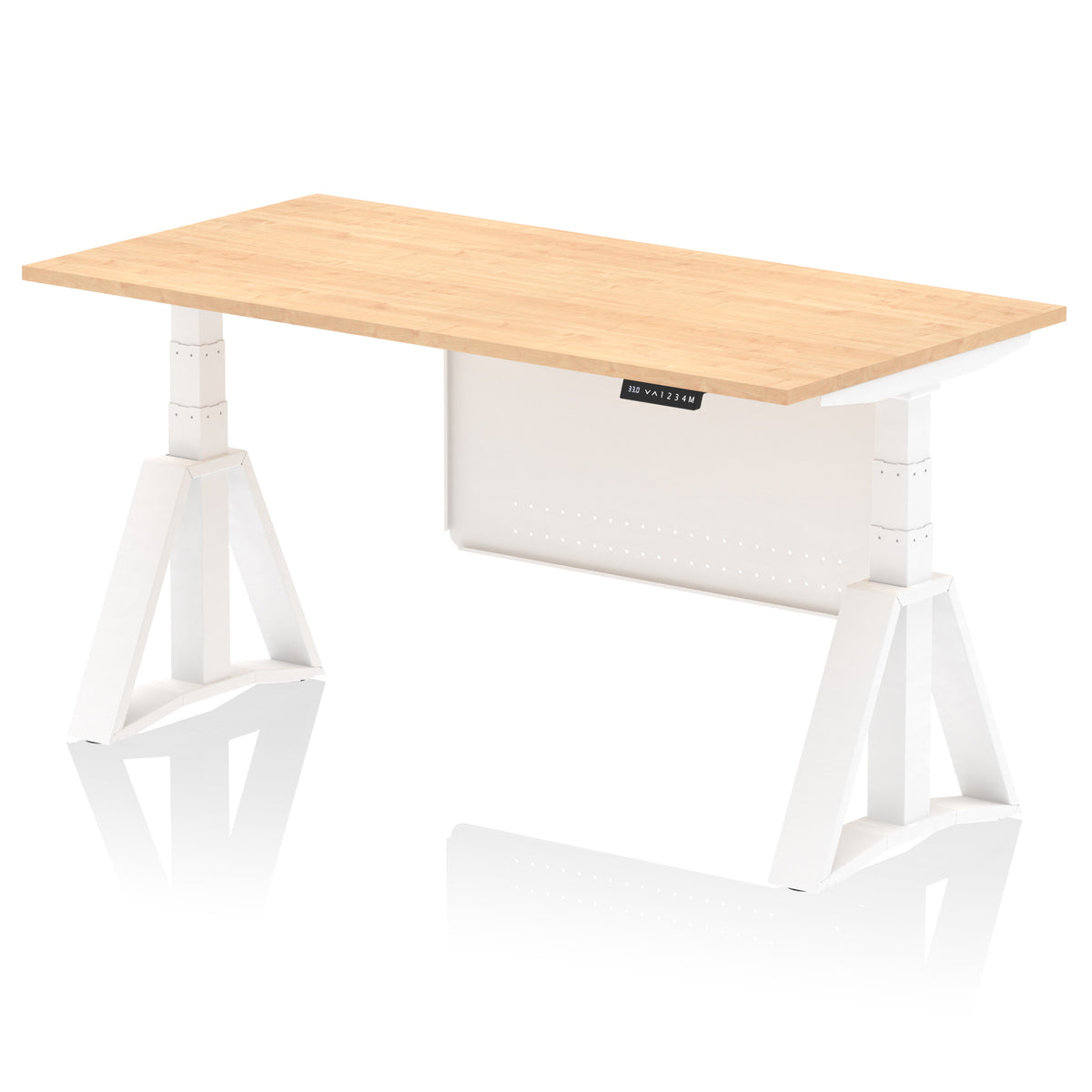 Air Height-Adjustable Desk with Steel Modesty Panel 1600 Maple White - Industrious Decor