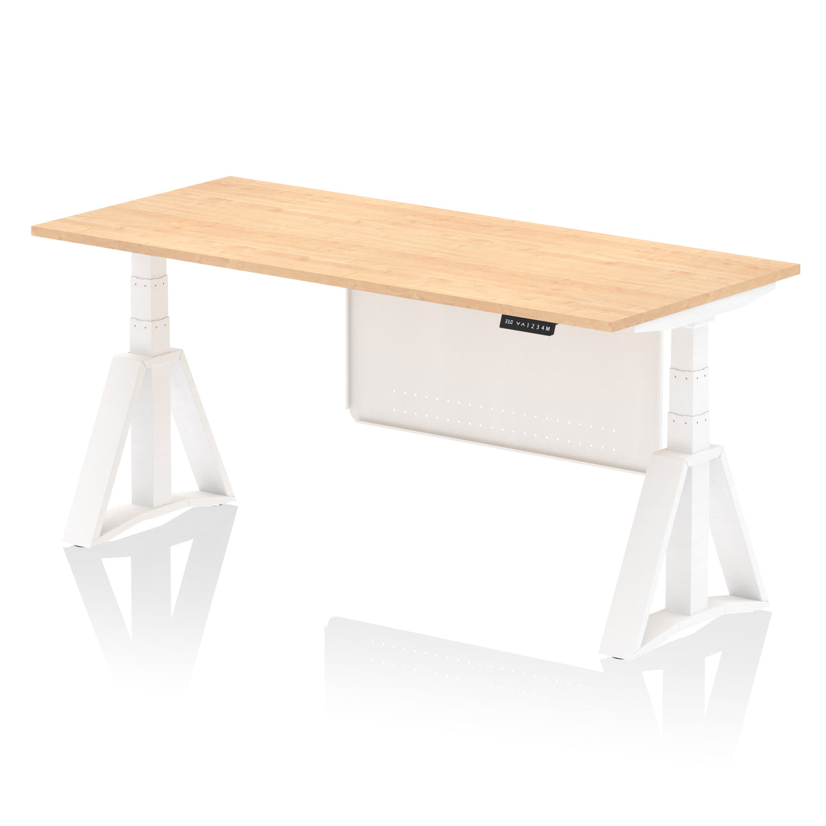 Air Height-Adjustable Desk with Steel Modesty Panel 1800 Maple White - Industrious Decor