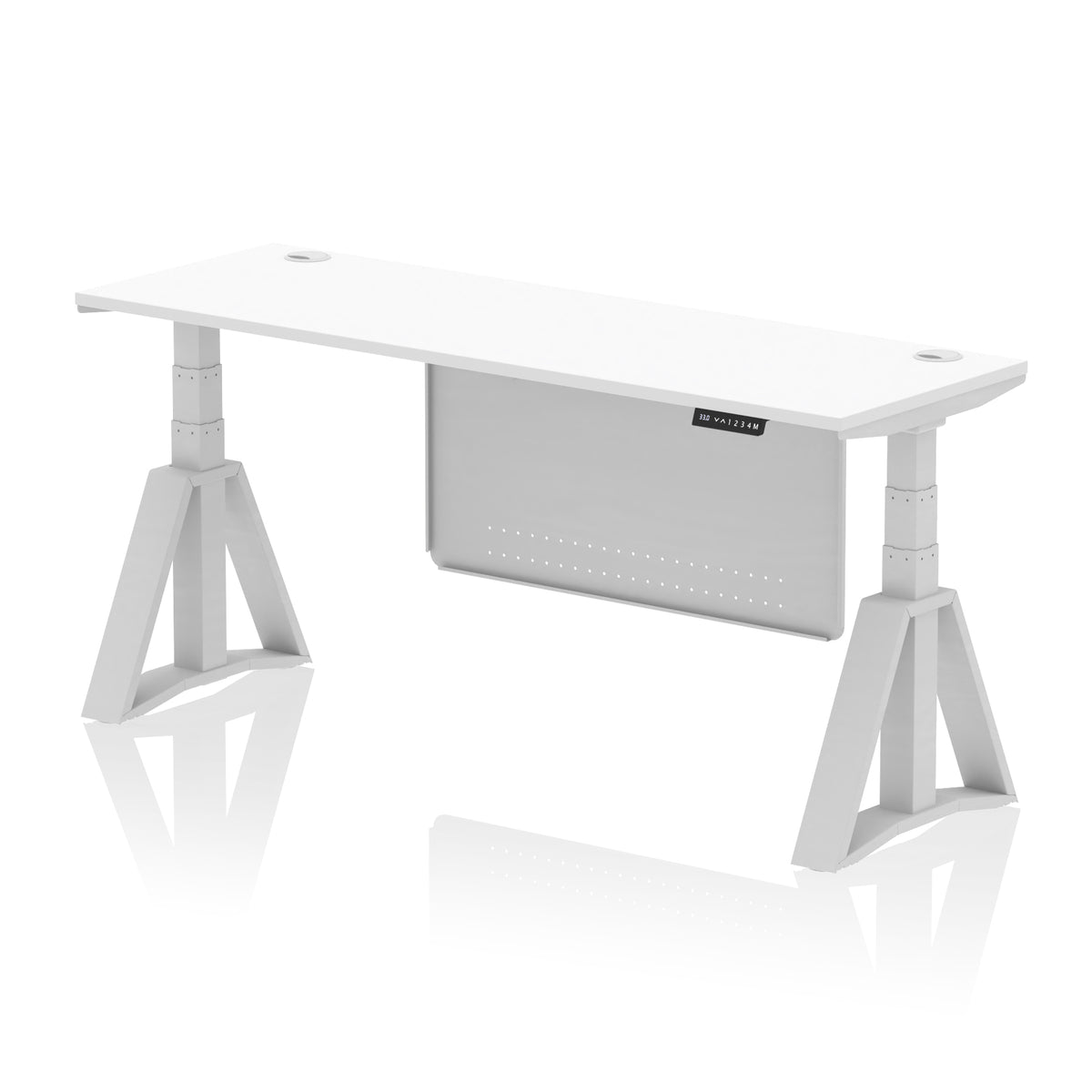 Air Piste Slimline Height Adjustable Desk 1800 White Silver - Industrious Decor