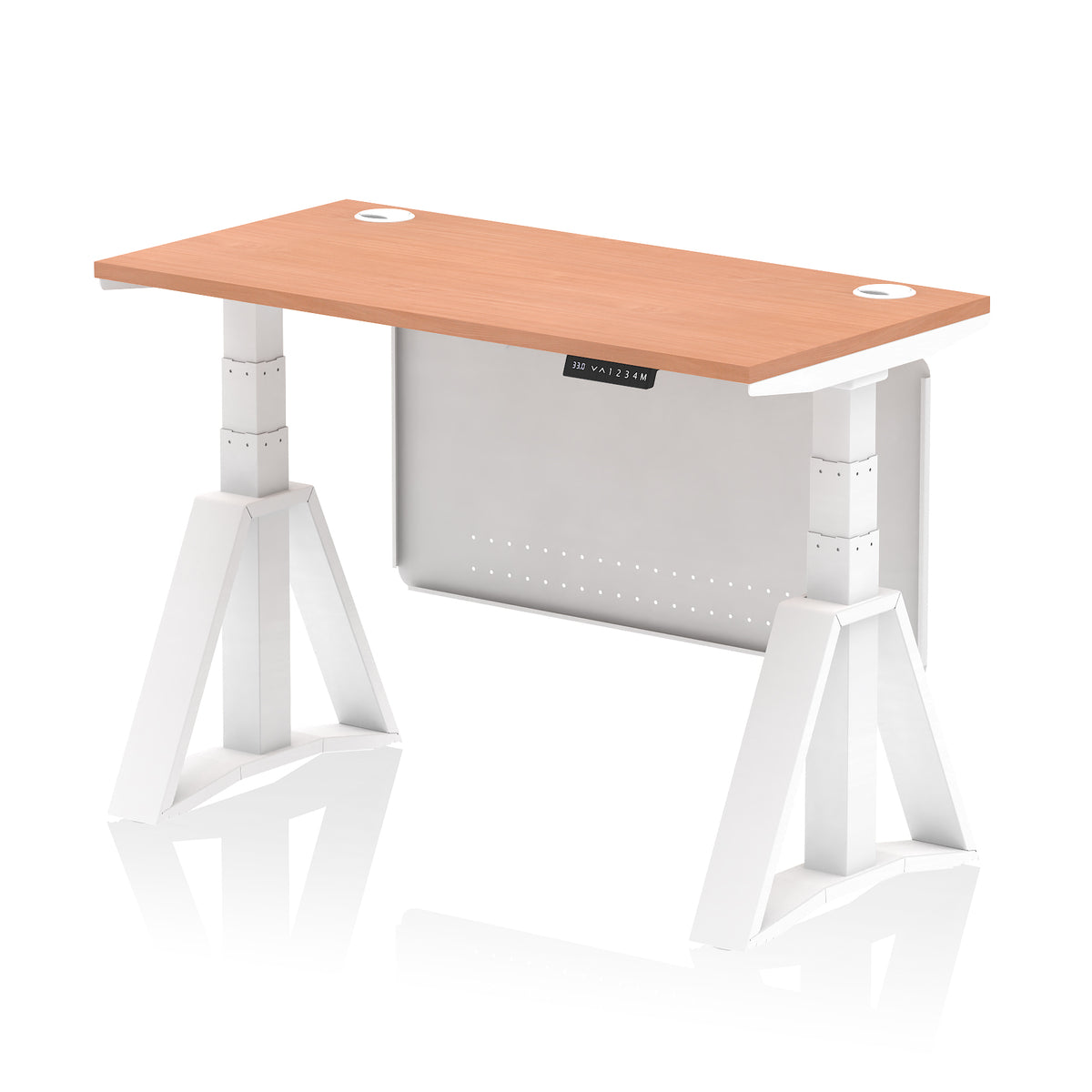 Air Piste Slimline Height Adjustable Desk 1200 Beech White - Industrious Decor