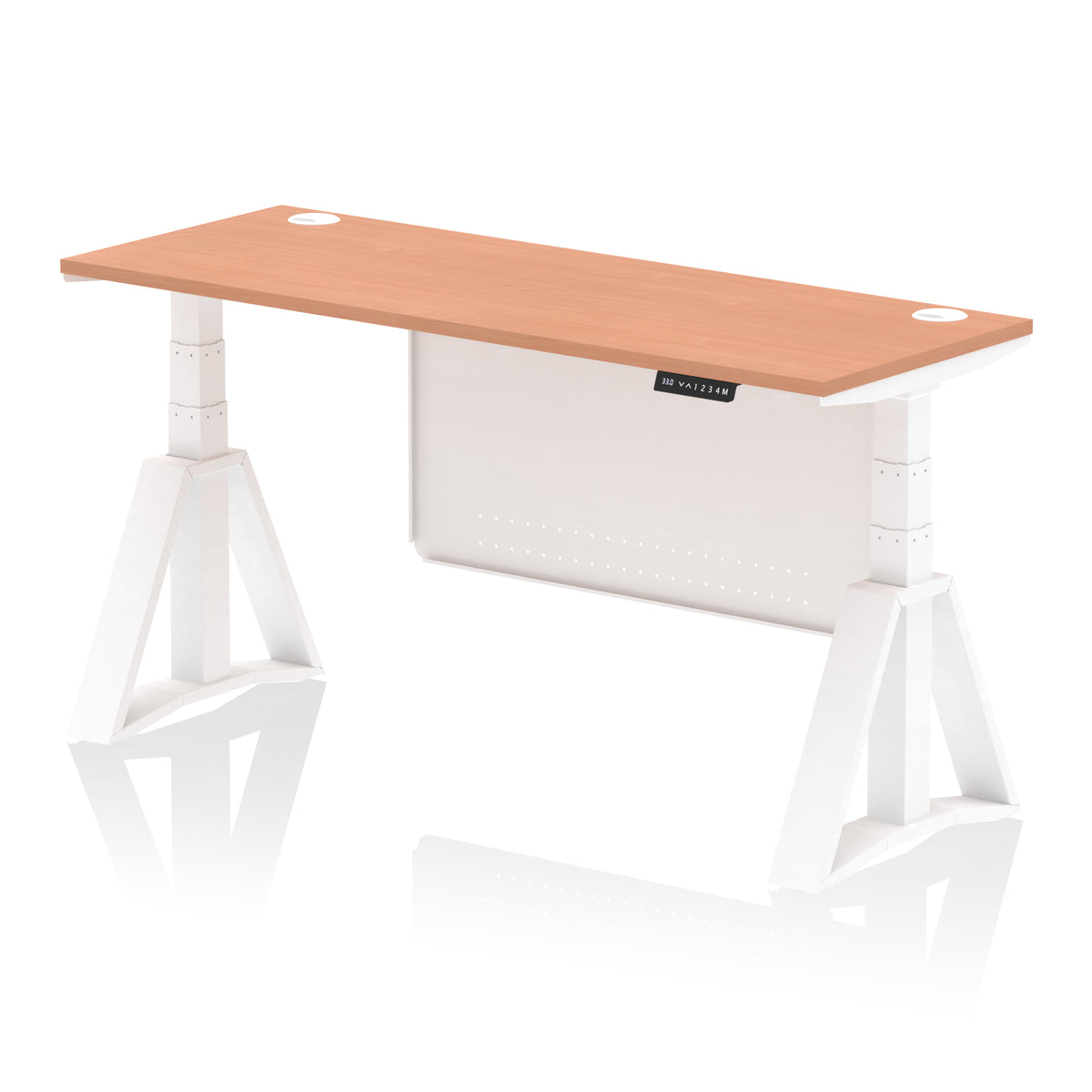 Air Piste Slimline Height Adjustable Desk 1600 Beech White - Industrious Decor