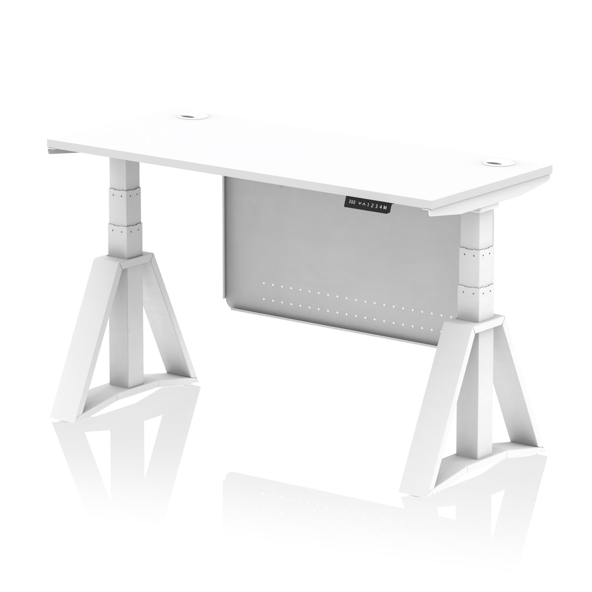 Air Piste Slimline Height Adjustable Desk 1400 White White - Industrious Decor