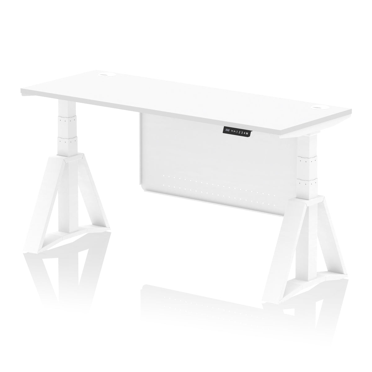 Air Piste Slimline Height Adjustable Desk 1600 White White - Industrious Decor