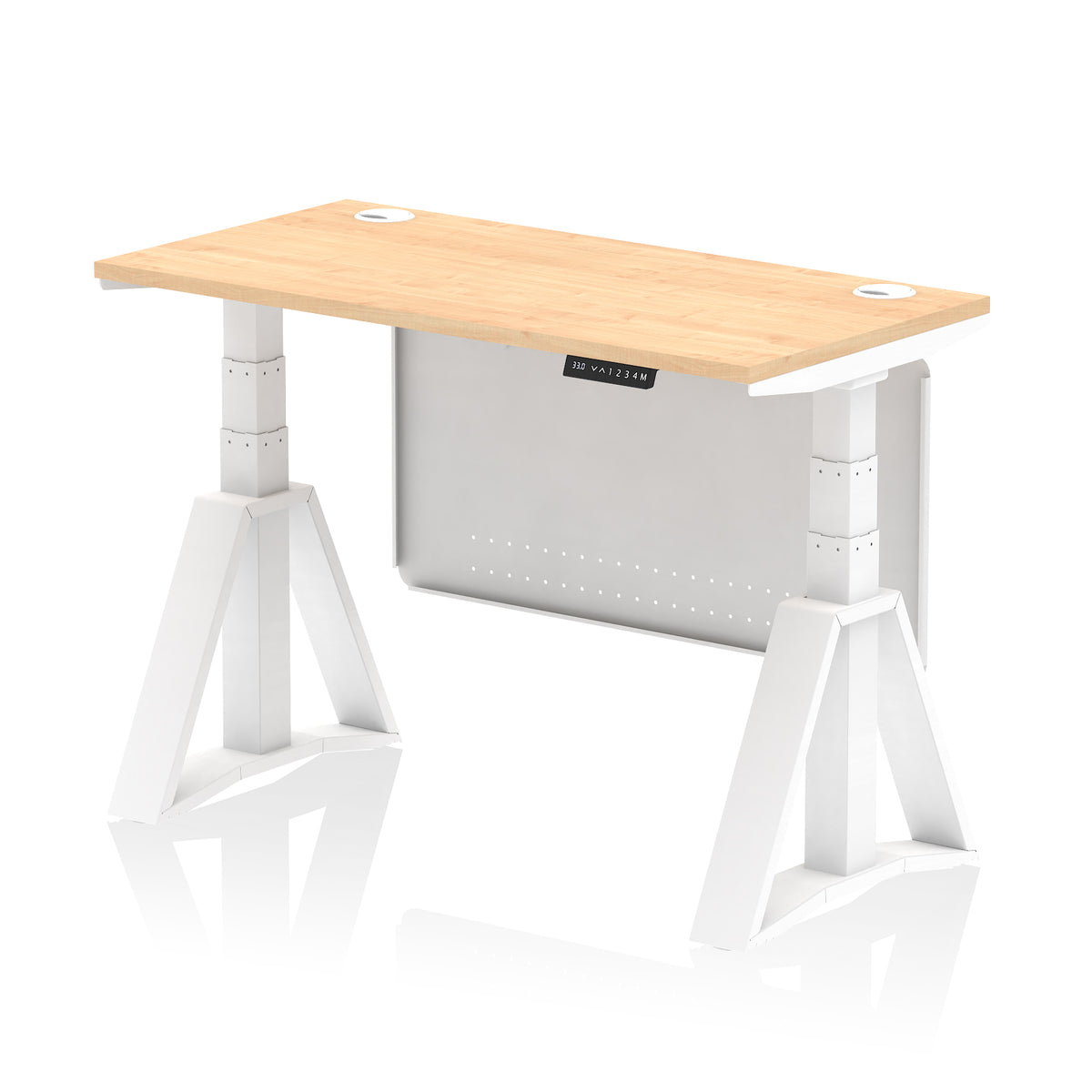 Air Piste Slimline Height Adjustable Desk 1200 Maple White - Industrious Decor