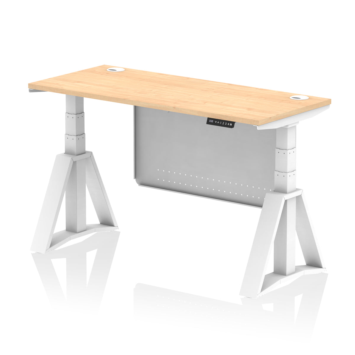 Air Piste Slimline Height Adjustable Desk 1400 Maple White - Industrious Decor