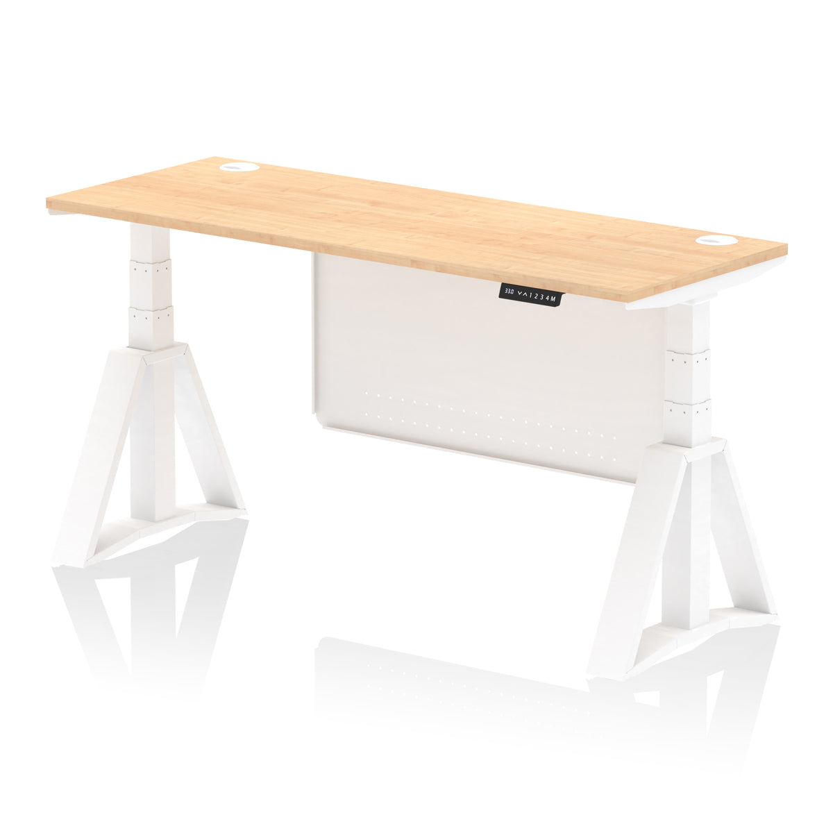 Air Piste Slimline Height Adjustable Desk 1600 Maple White - Industrious Decor