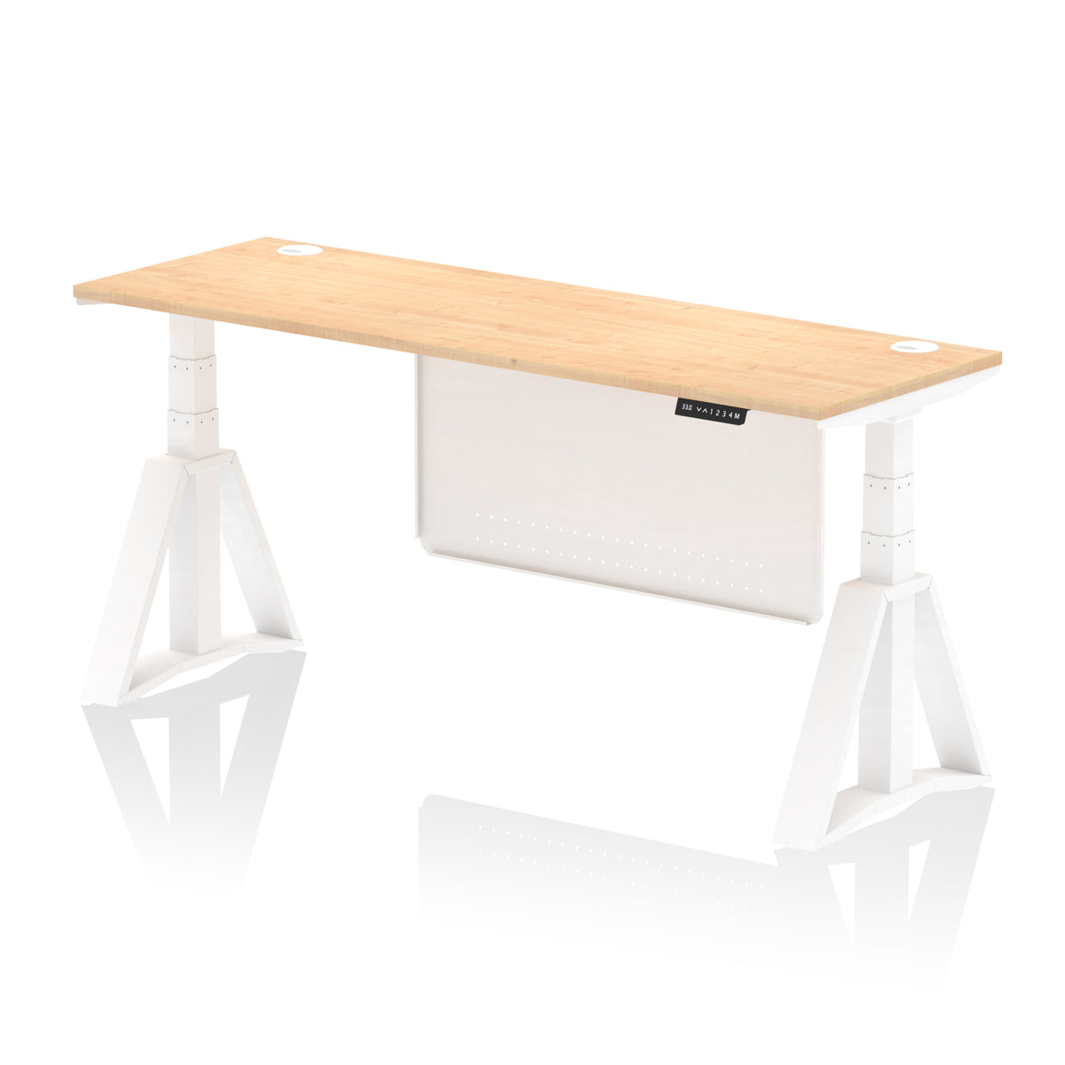 Air Piste Slimline Height Adjustable Desk 1800 Maple White - Industrious Decor
