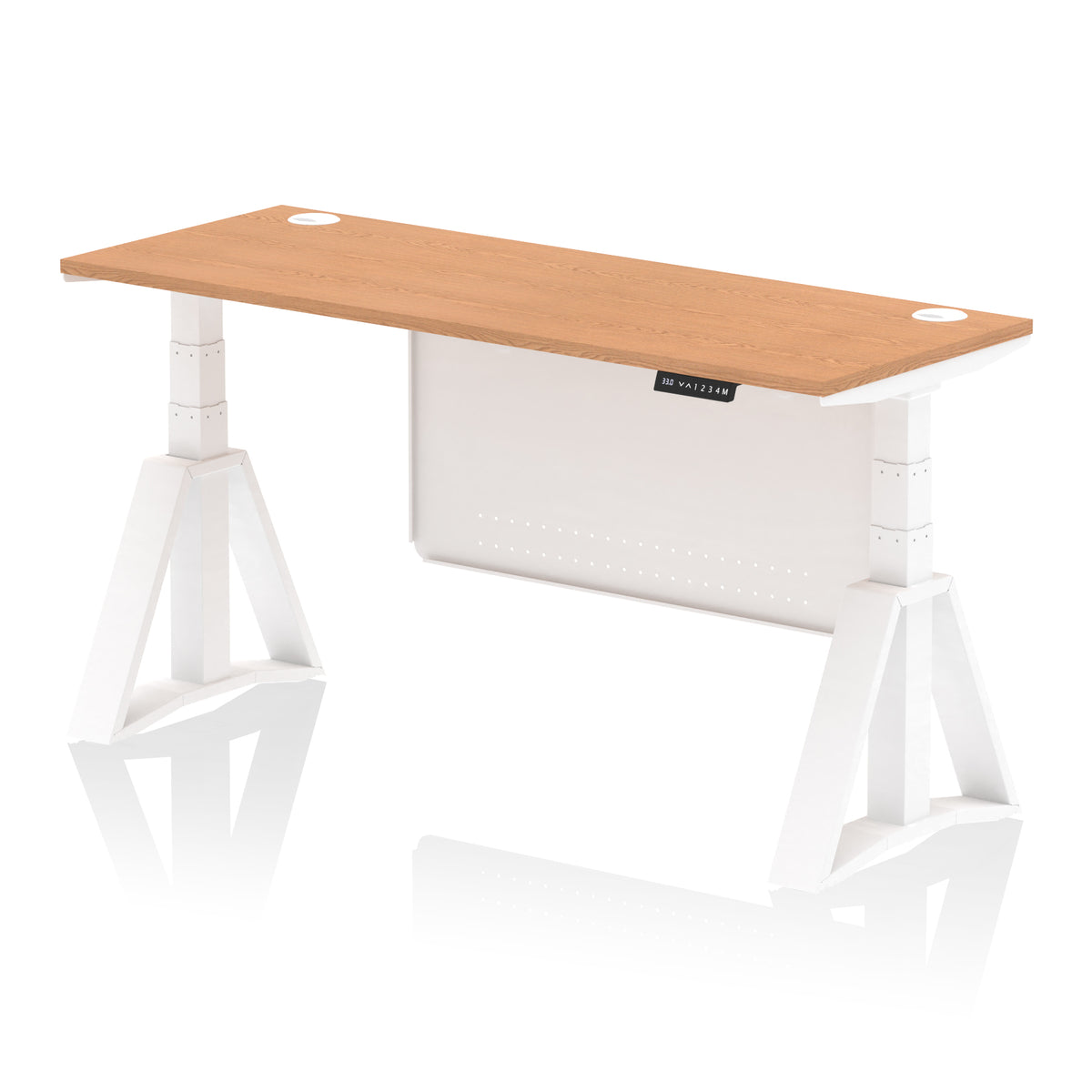 Air Piste Slimline Height Adjustable Desk 1600 Oak White - Industrious Decor