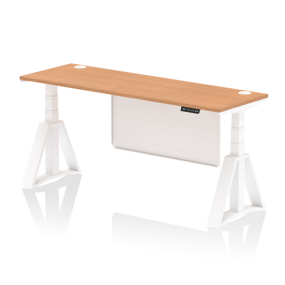 Air Piste Slimline Height Adjustable Desk 1800 Oak White - Industrious Decor