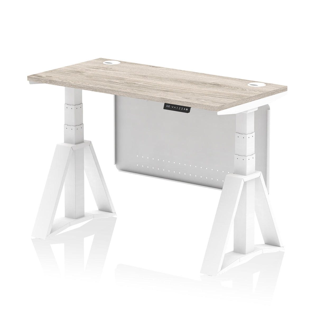 Air Piste Slimline Height Adjustable Desk 1200 Grey Oak White - Industrious Decor