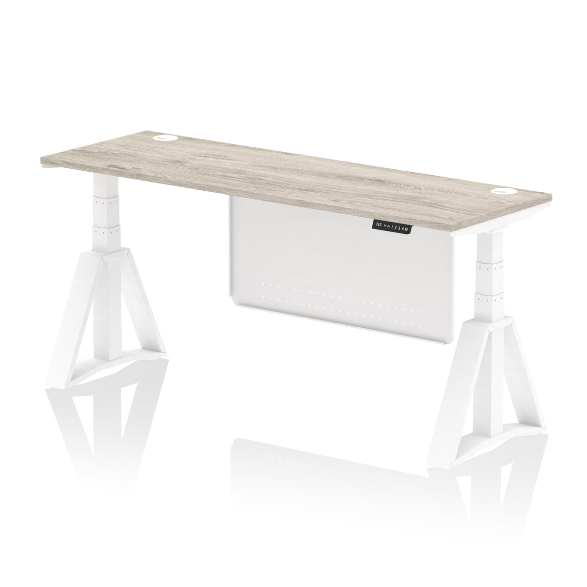 Air Piste Slimline Height Adjustable Desk 1800 Grey Oak White - Industrious Decor